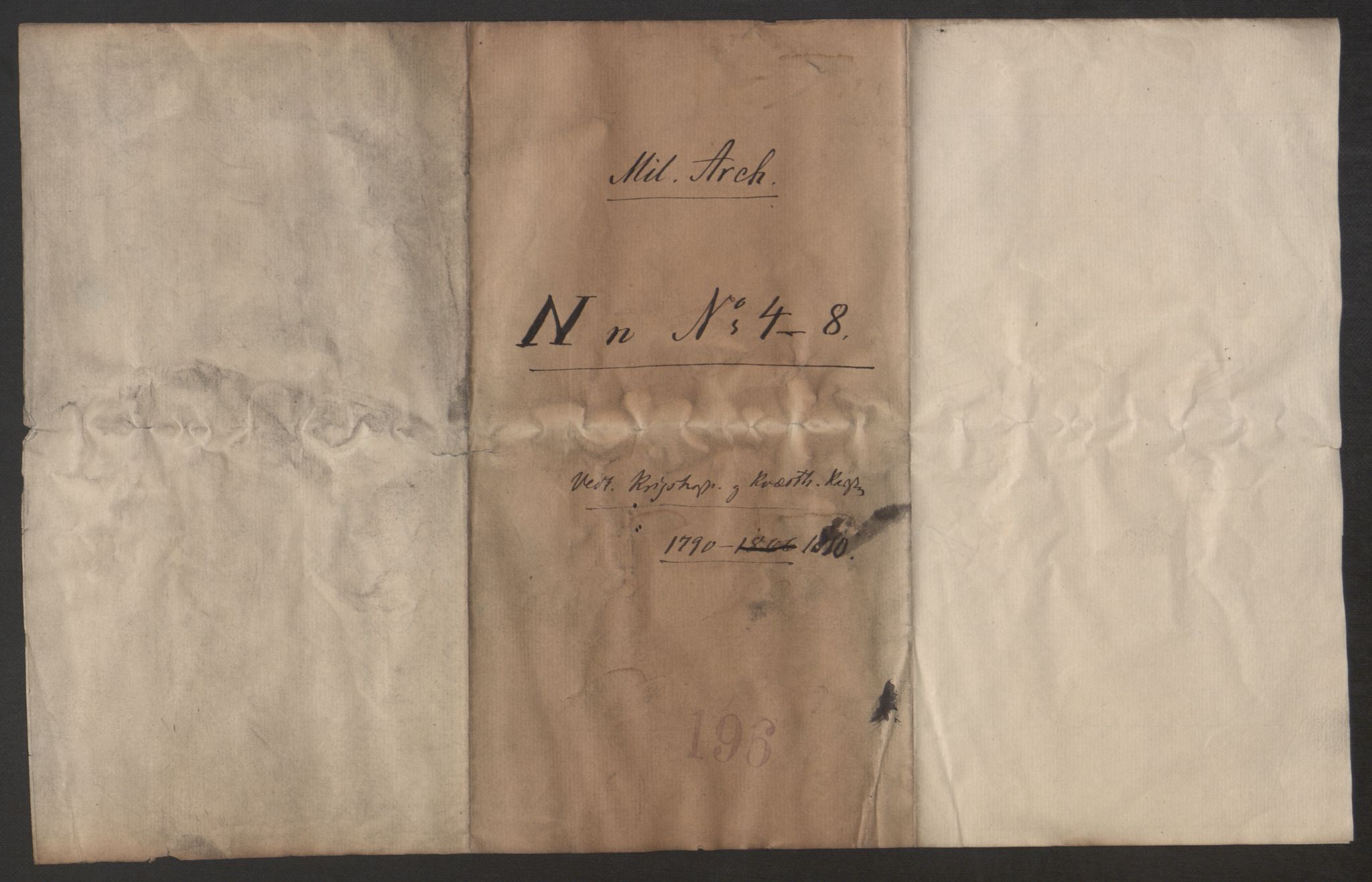 Forsvaret, Den norske kvesthuskasse/krigshospitalkasse, AV/RA-RAFA-1887/F/Fa/L0017: Innkomne brev:, 1782-1807, s. 844