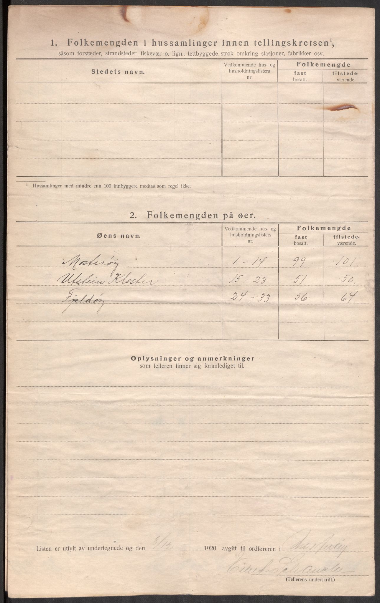 SAST, Folketelling 1920 for 1143 Mosterøy herred, 1920, s. 22