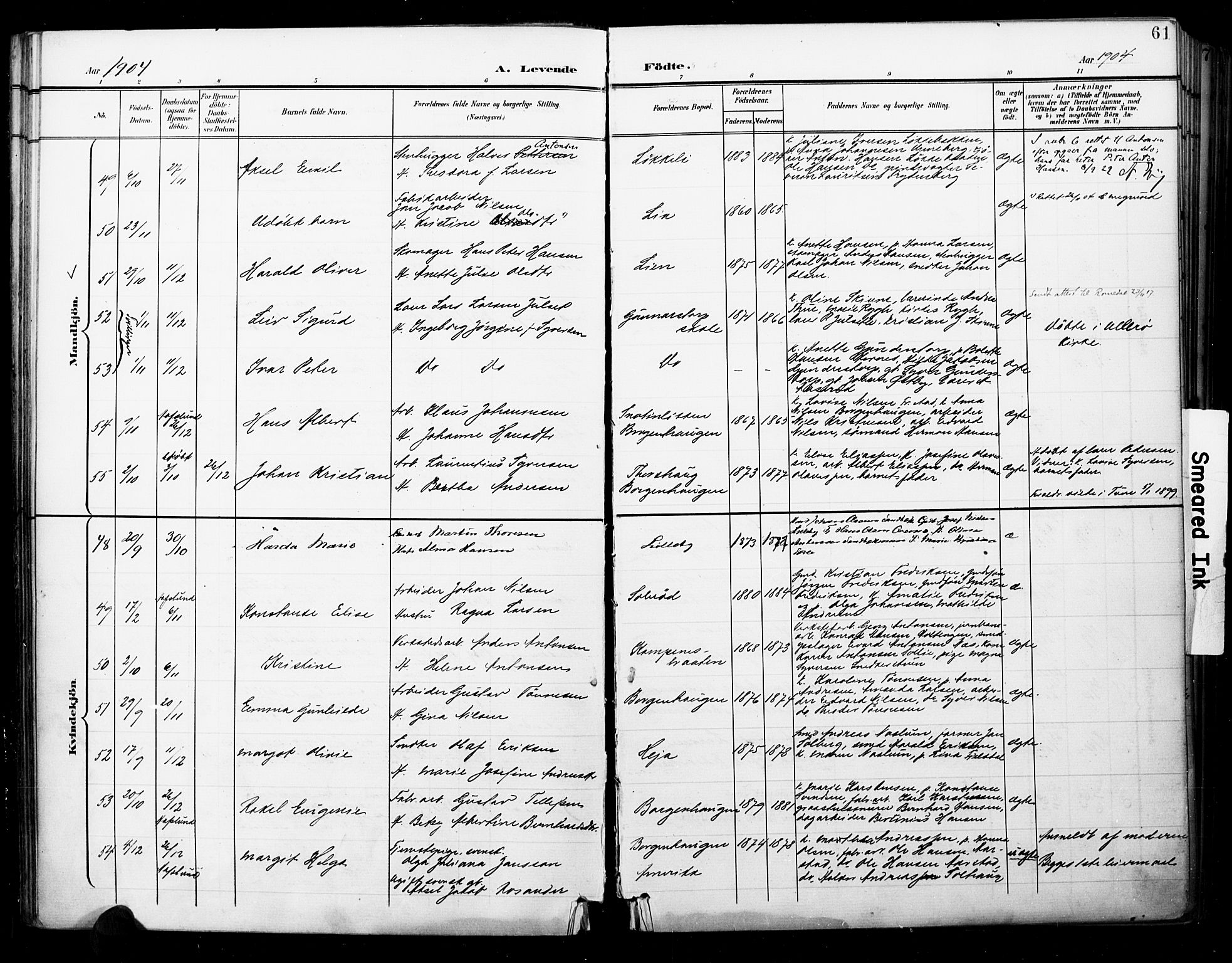 Skjeberg prestekontor Kirkebøker, AV/SAO-A-10923/F/Fa/L0010: Ministerialbok nr. I 10, 1898-1911, s. 61