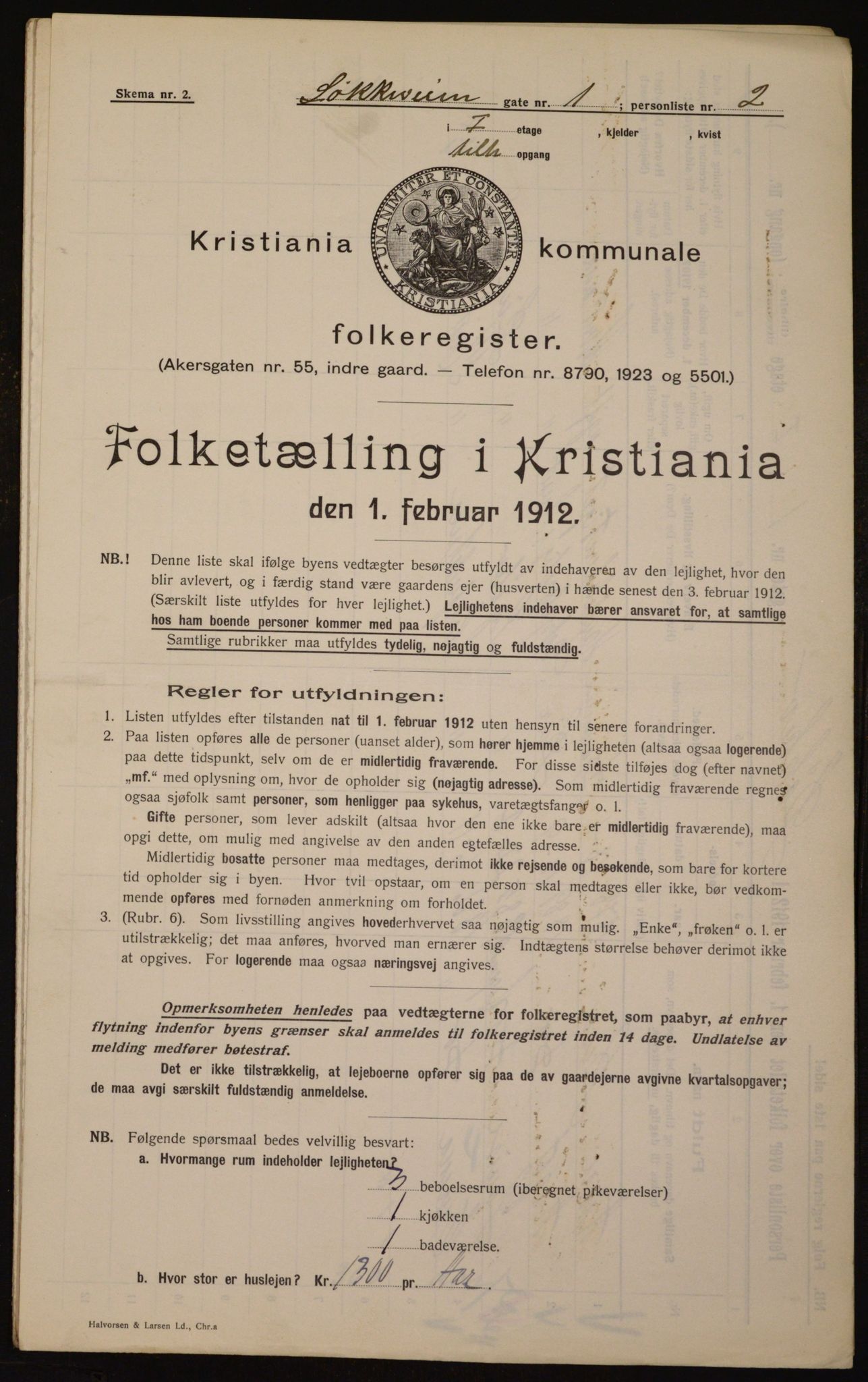 OBA, Kommunal folketelling 1.2.1912 for Kristiania, 1912, s. 59015