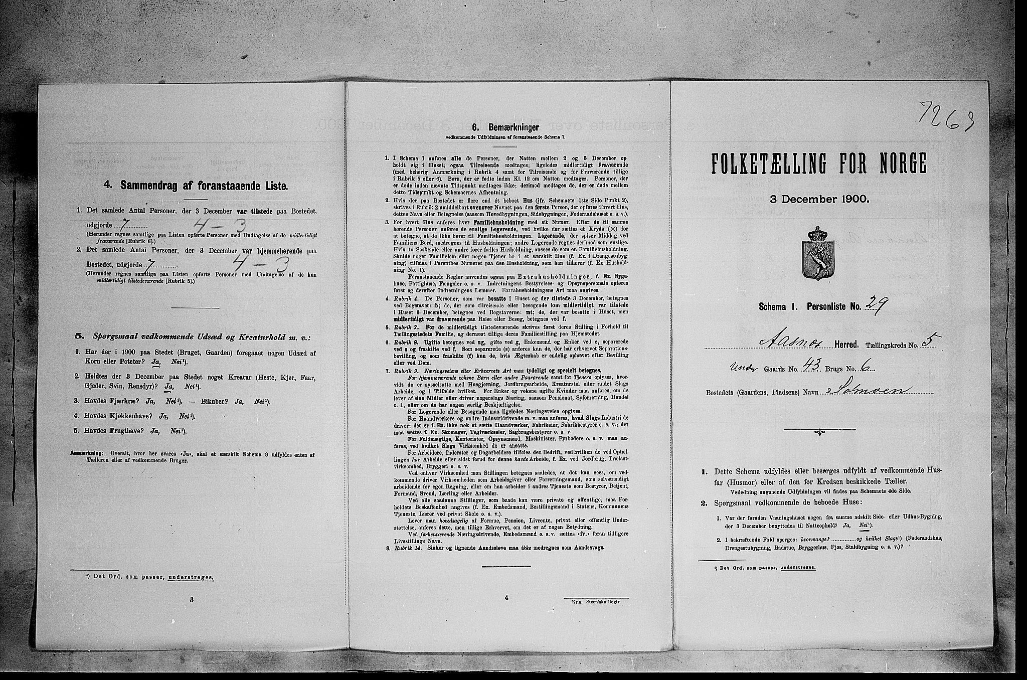 SAH, Folketelling 1900 for 0425 Åsnes herred, 1900, s. 909