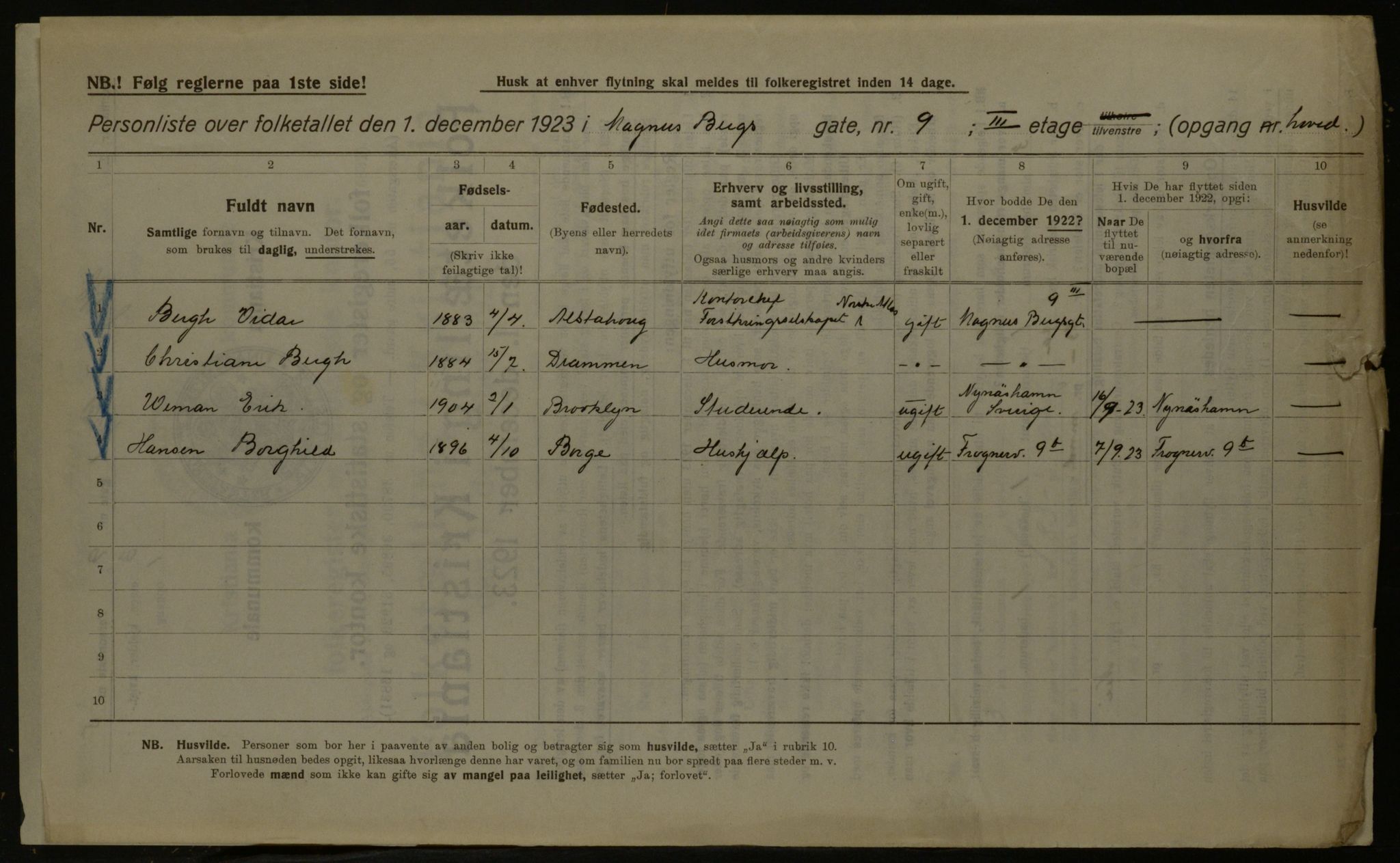 OBA, Kommunal folketelling 1.12.1923 for Kristiania, 1923, s. 65852