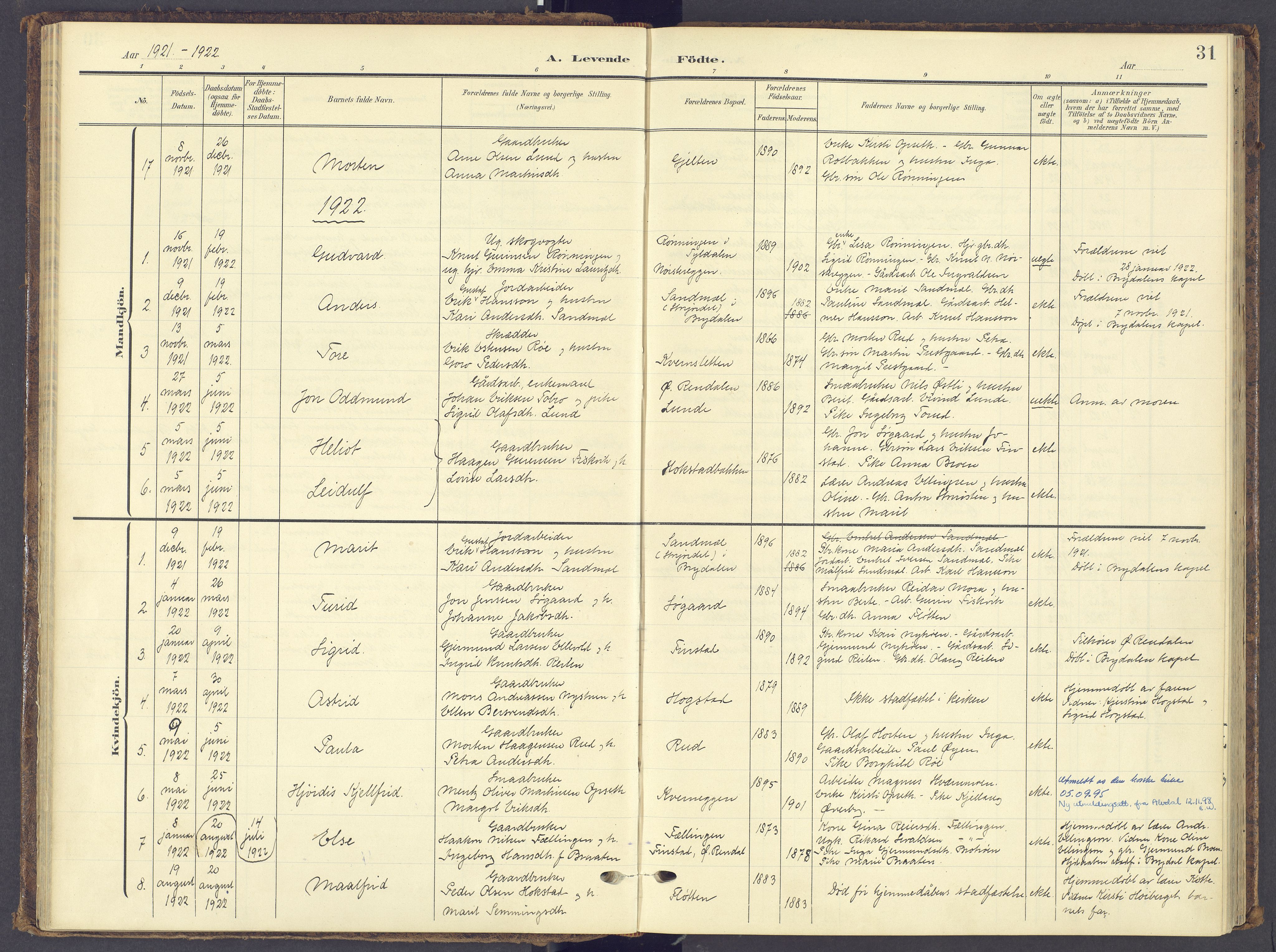 Tynset prestekontor, AV/SAH-PREST-058/H/Ha/Haa/L0028: Ministerialbok nr. 28, 1902-1929, s. 31