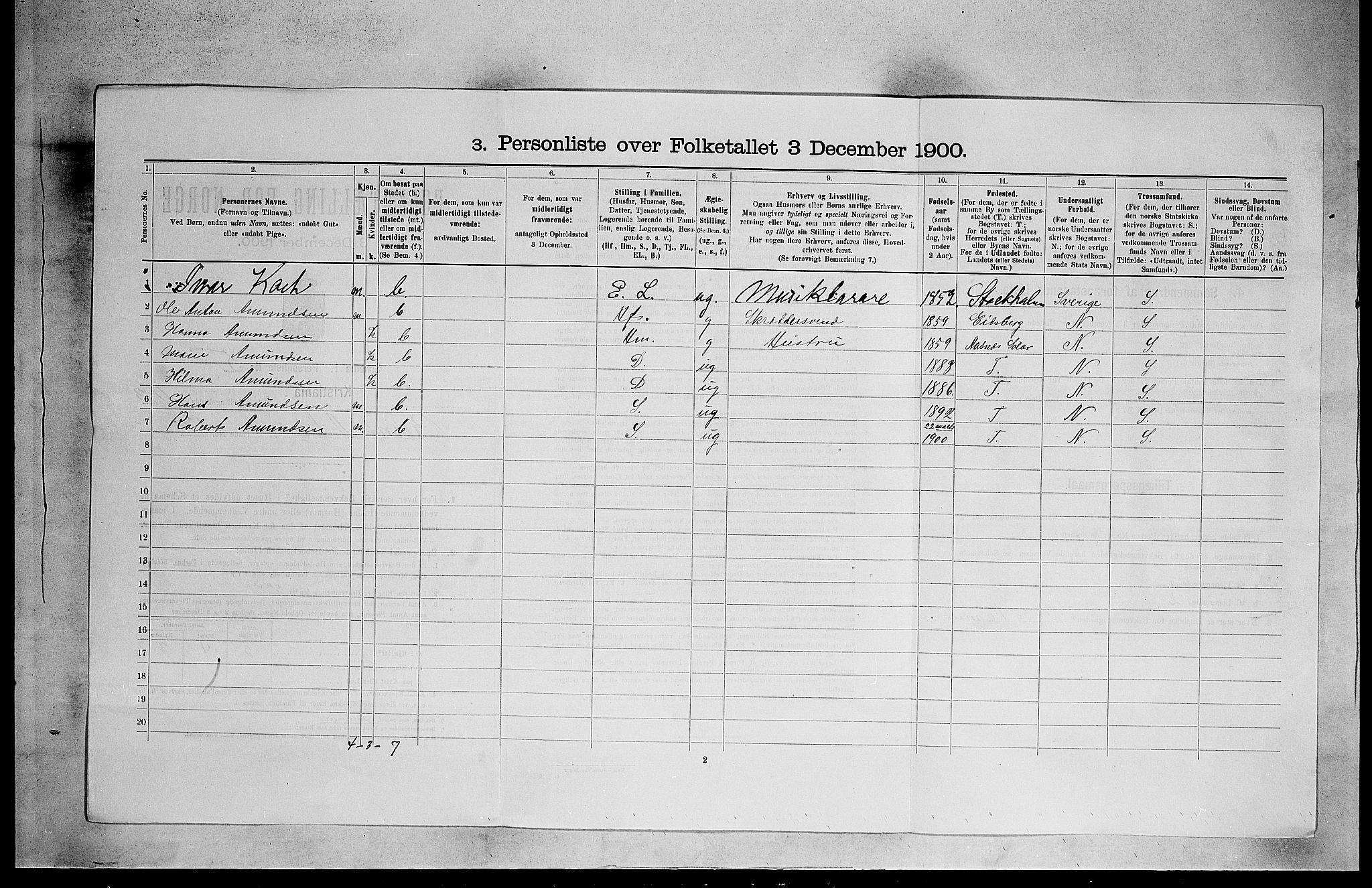 SAO, Folketelling 1900 for 0301 Kristiania kjøpstad, 1900, s. 4463