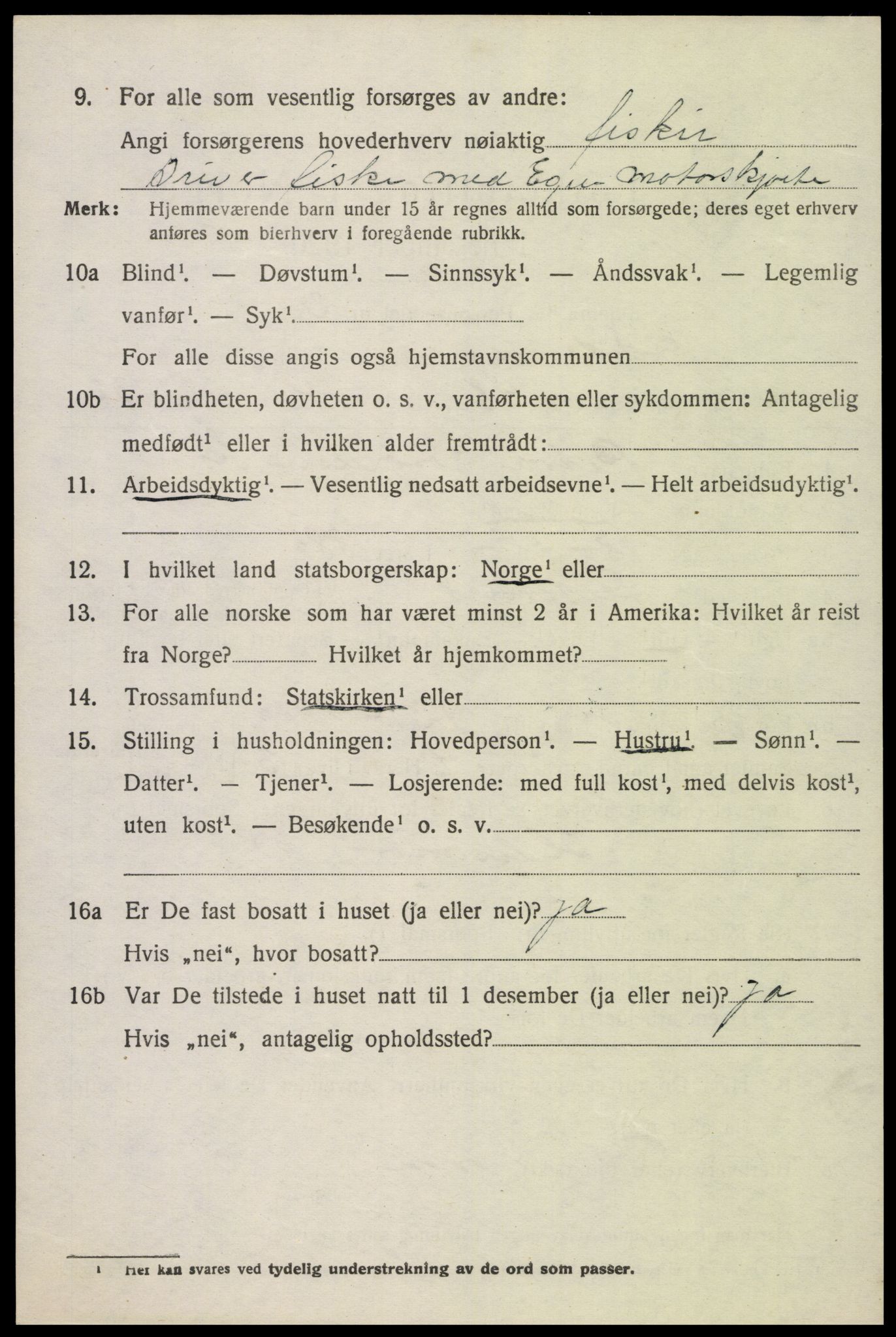 SAK, Folketelling 1920 for 1012 Oddernes herred, 1920, s. 3318