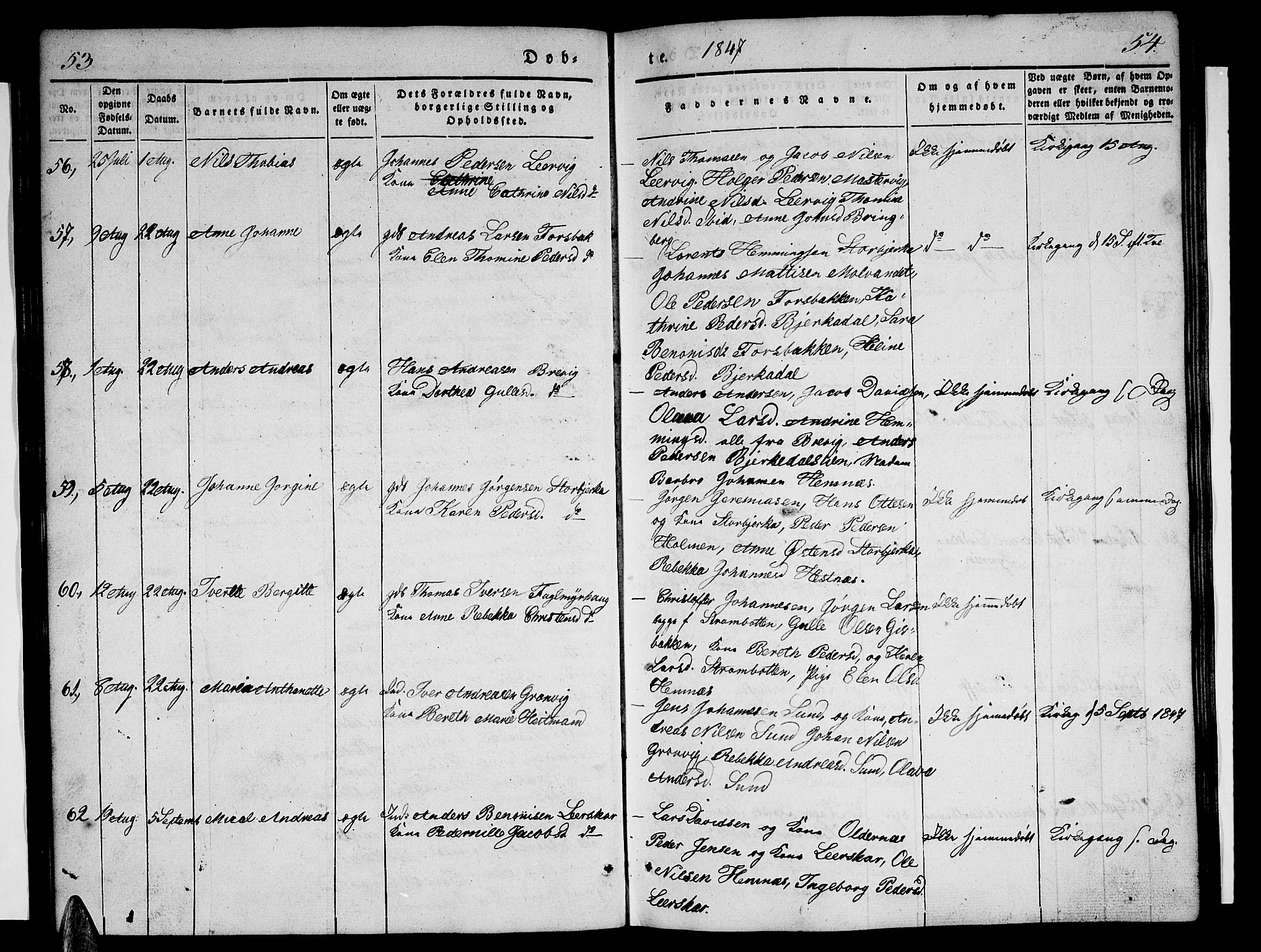 Ministerialprotokoller, klokkerbøker og fødselsregistre - Nordland, AV/SAT-A-1459/825/L0364: Klokkerbok nr. 825C01, 1841-1863, s. 53-54