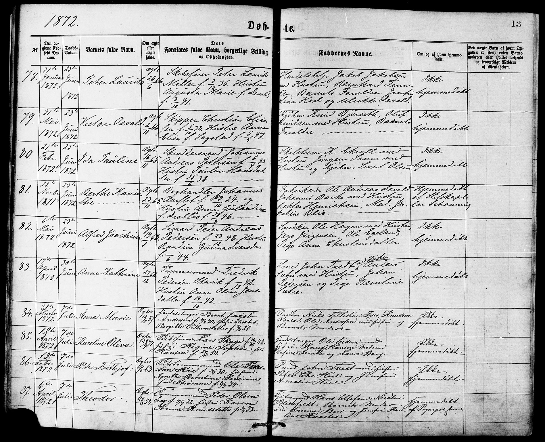 Ministerialprotokoller, klokkerbøker og fødselsregistre - Møre og Romsdal, AV/SAT-A-1454/529/L0453: Ministerialbok nr. 529A03, 1872-1877, s. 13