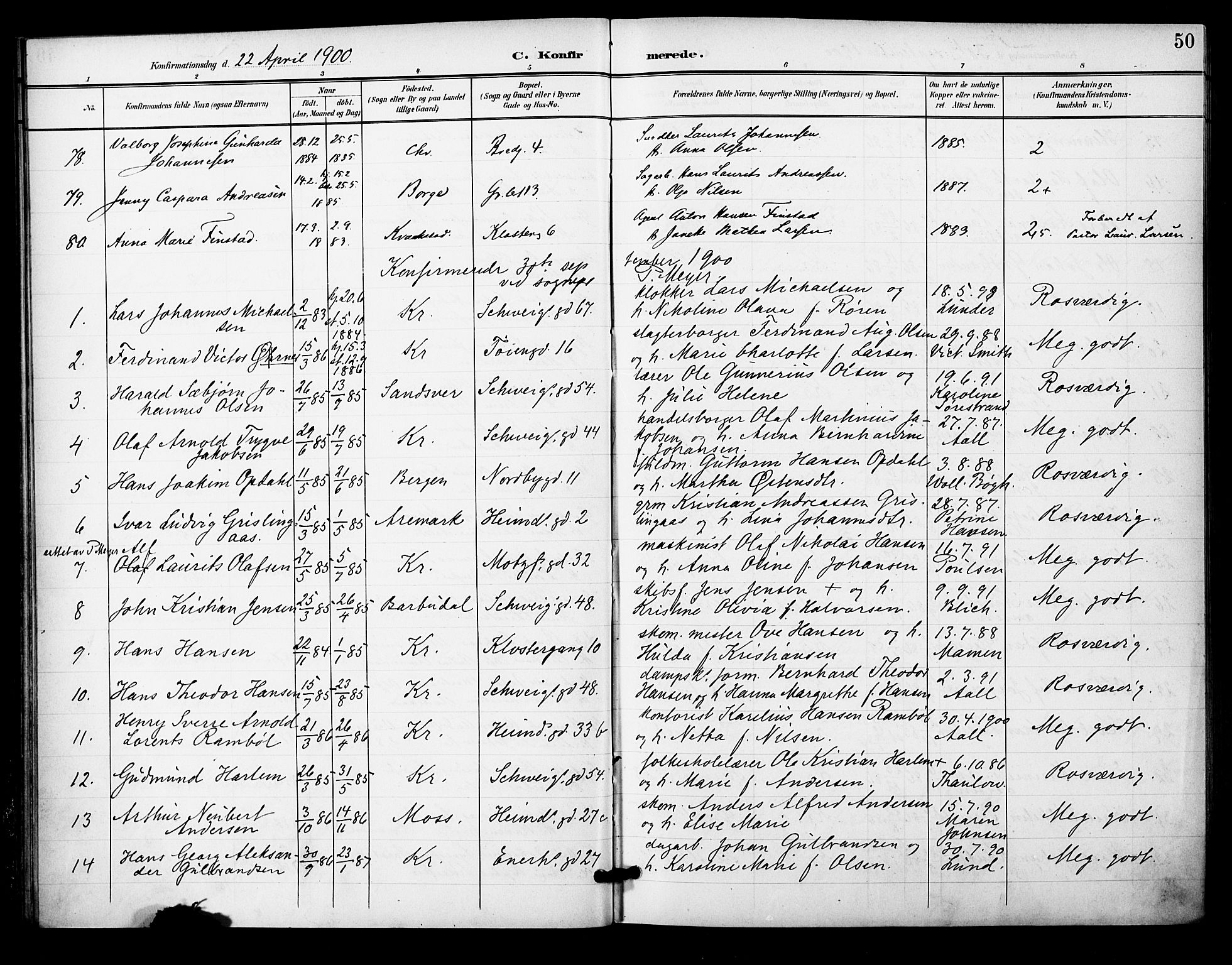 Grønland prestekontor Kirkebøker, AV/SAO-A-10848/F/Fa/L0015: Ministerialbok nr. 15, 1899-1919, s. 50
