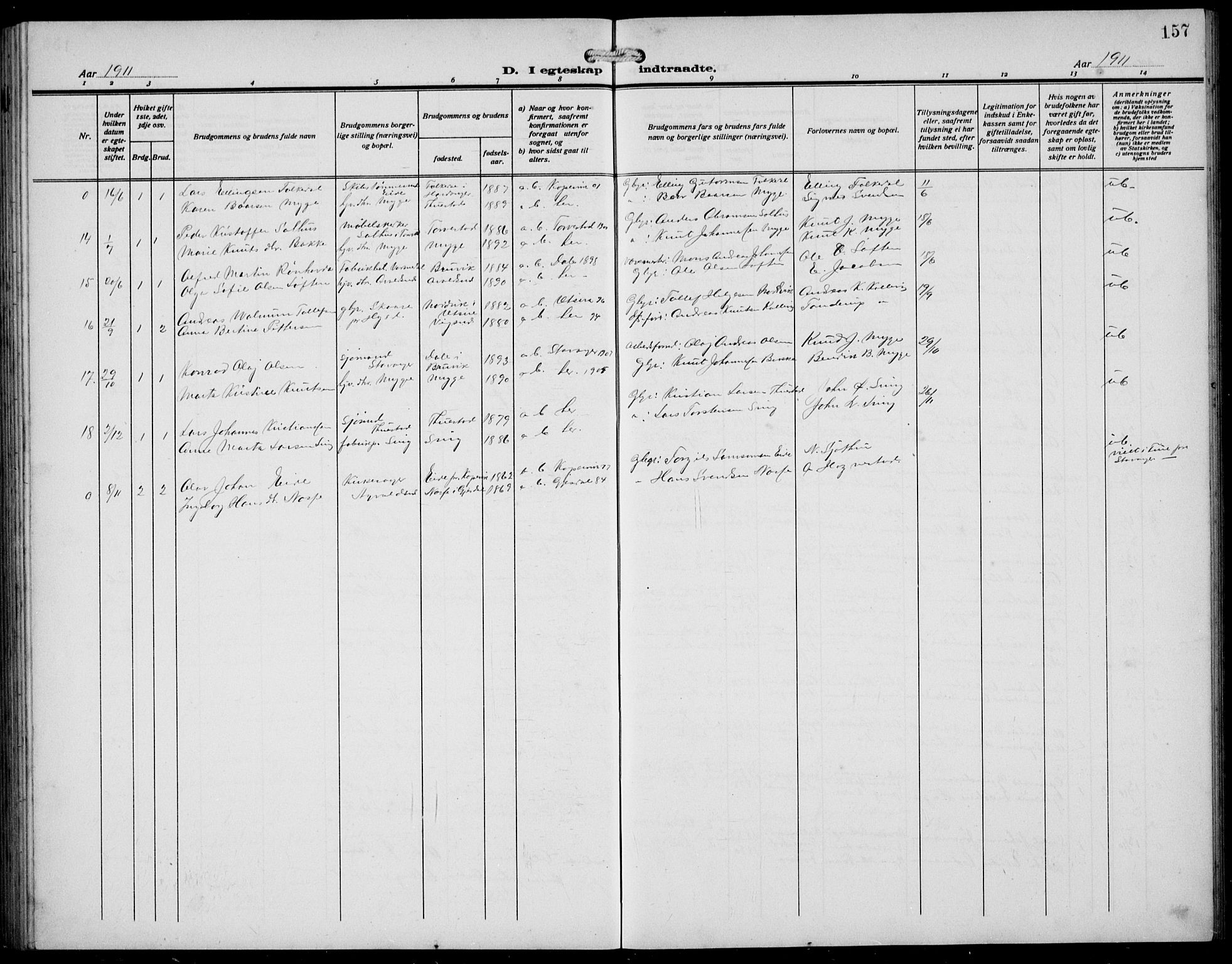 Avaldsnes sokneprestkontor, AV/SAST-A -101851/H/Ha/Hab/L0008: Klokkerbok nr. B 8, 1910-1939, s. 157