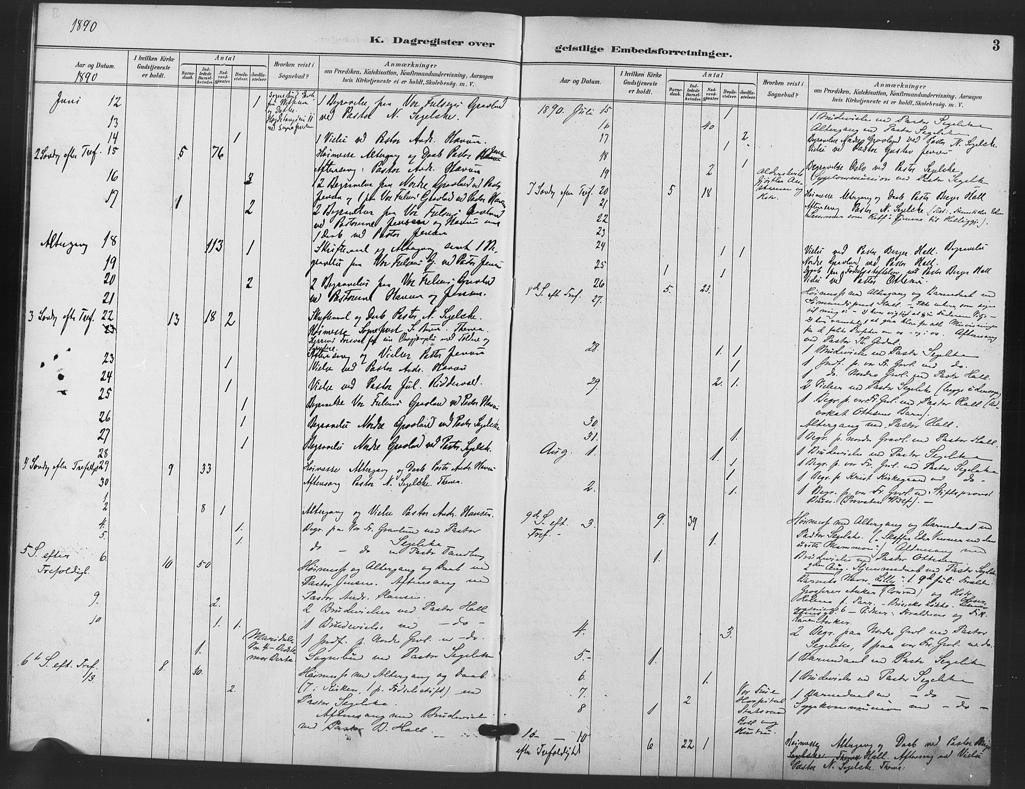 Trefoldighet prestekontor Kirkebøker, AV/SAO-A-10882/I/Ia/L0005: Dagsregister nr. 5, 1890-1905, s. 3