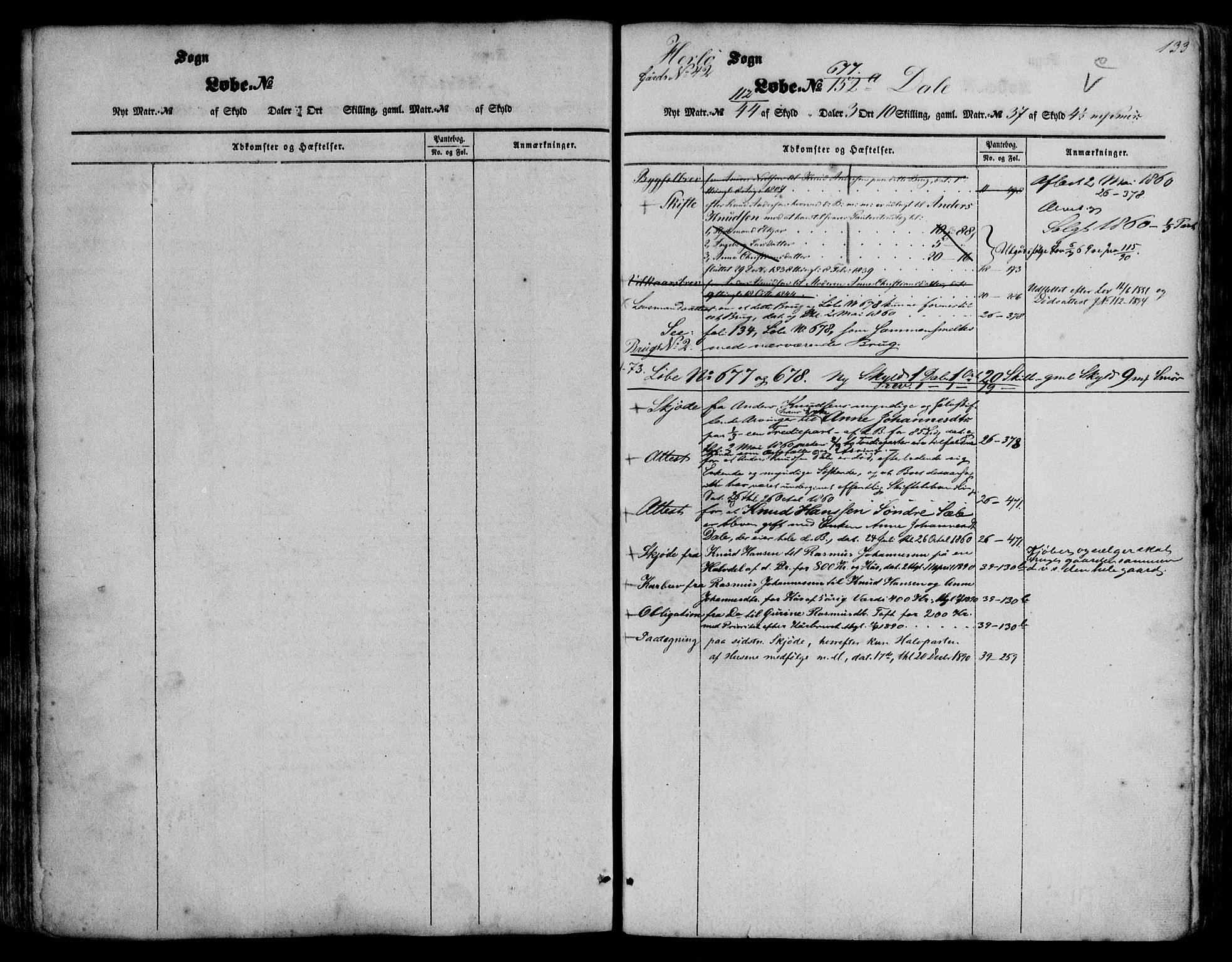 Nordhordland sorenskrivar, AV/SAB-A-2901/1/G/Ga/Gaaa/L0011a: Panteregister nr. II.A.a.11a, 1851-1893, s. 133