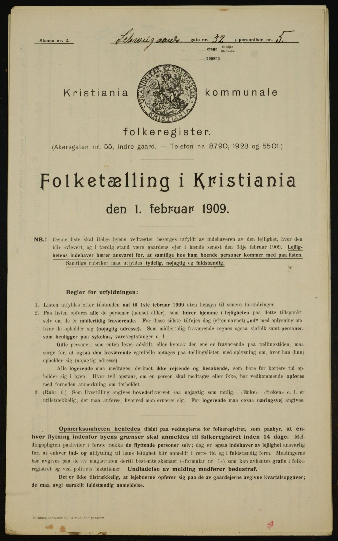 OBA, Kommunal folketelling 1.2.1909 for Kristiania kjøpstad, 1909, s. 82538