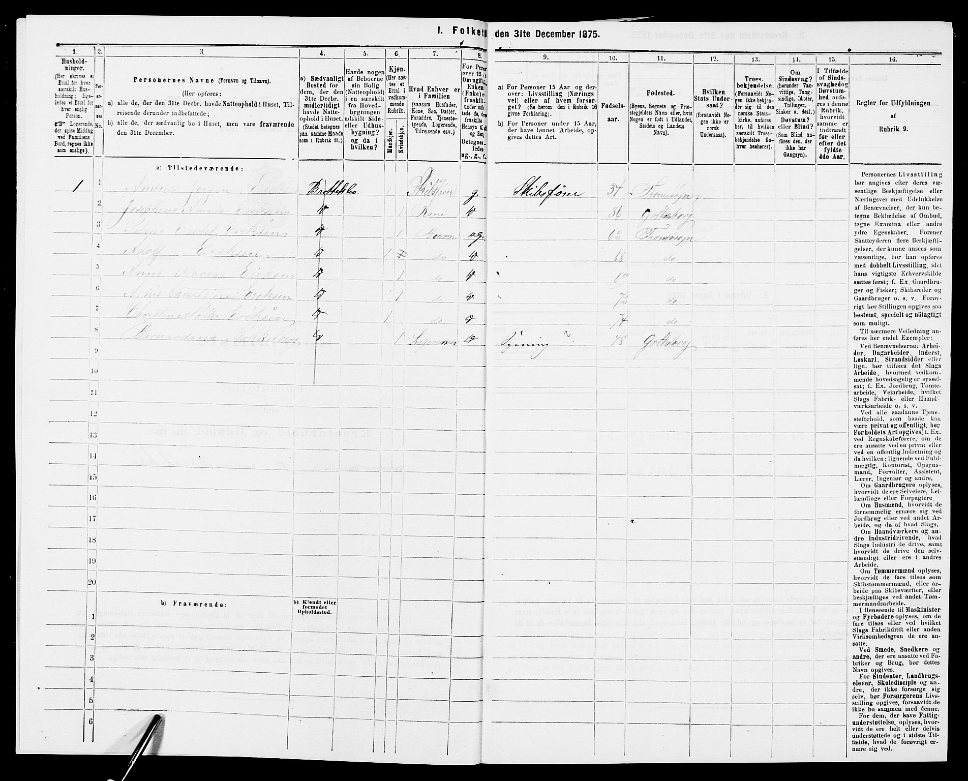 SAK, Folketelling 1875 for 0918P Austre Moland prestegjeld, 1875, s. 2031