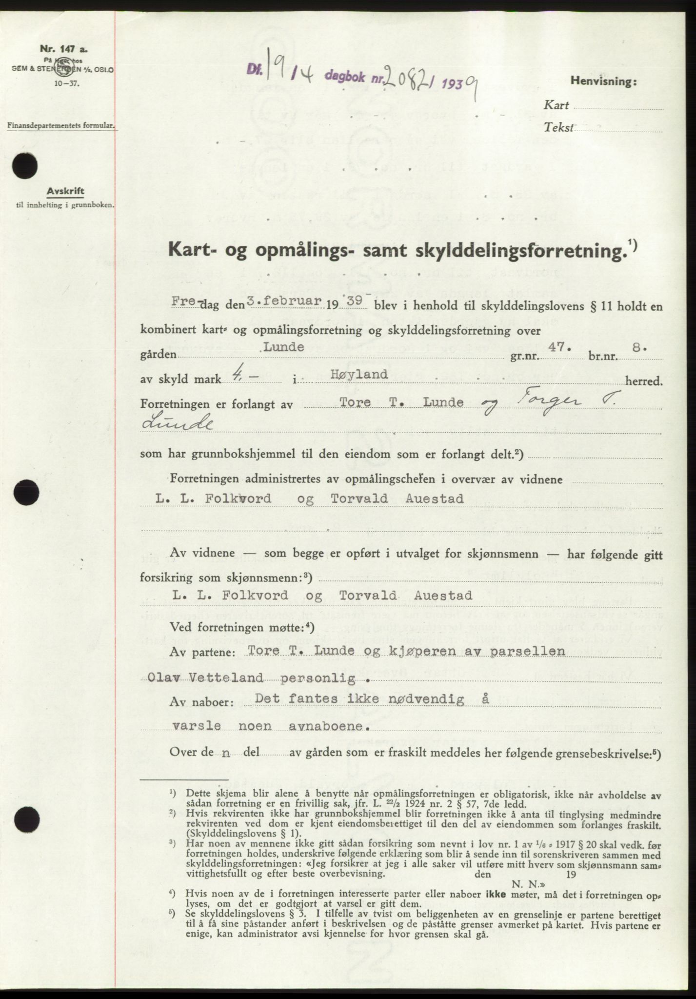Jæren sorenskriveri, SAST/A-100310/03/G/Gba/L0074: Pantebok, 1939-1939, Dagboknr: 2082/1939