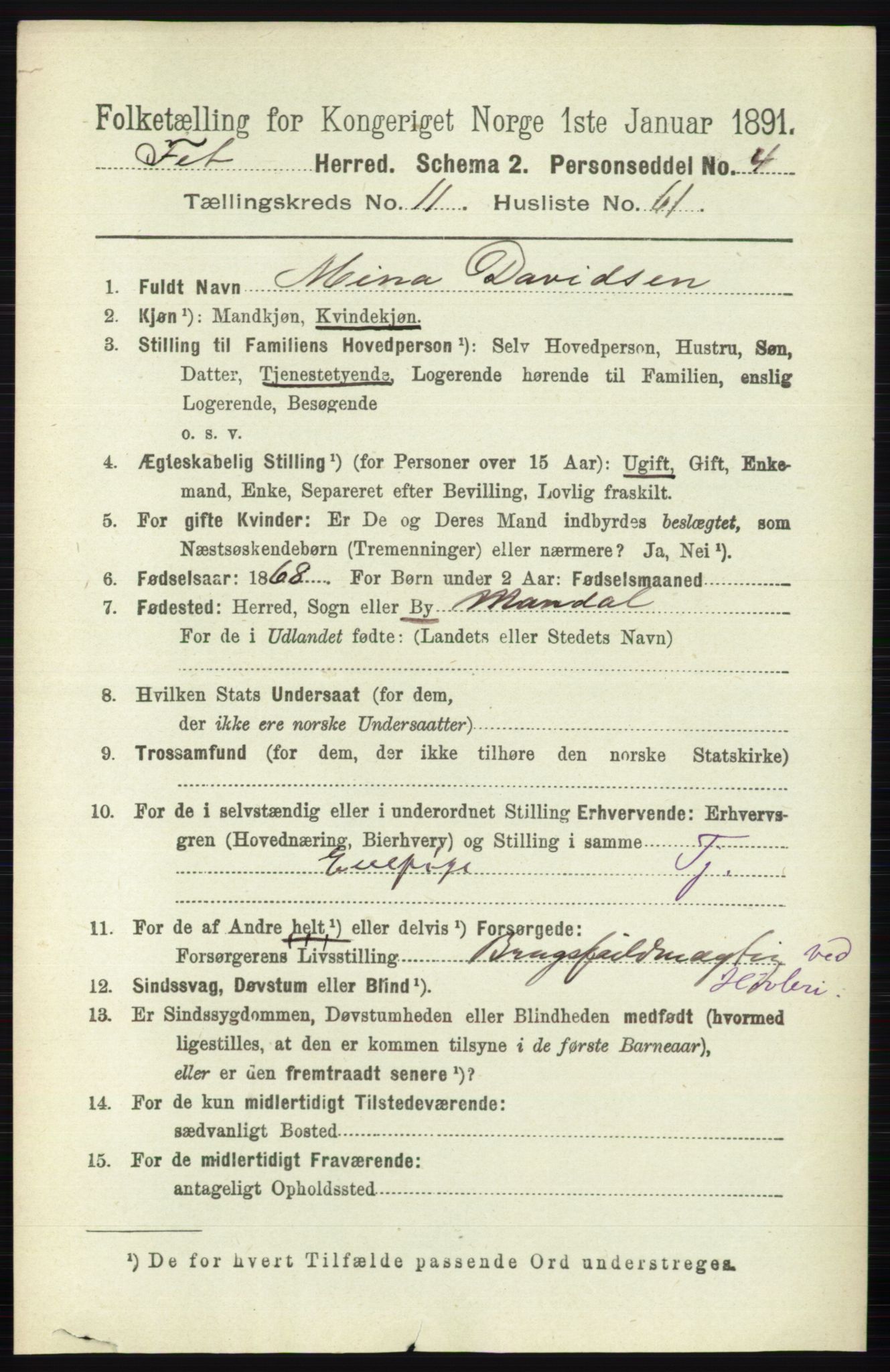 RA, Folketelling 1891 for 0227 Fet herred, 1891, s. 4640
