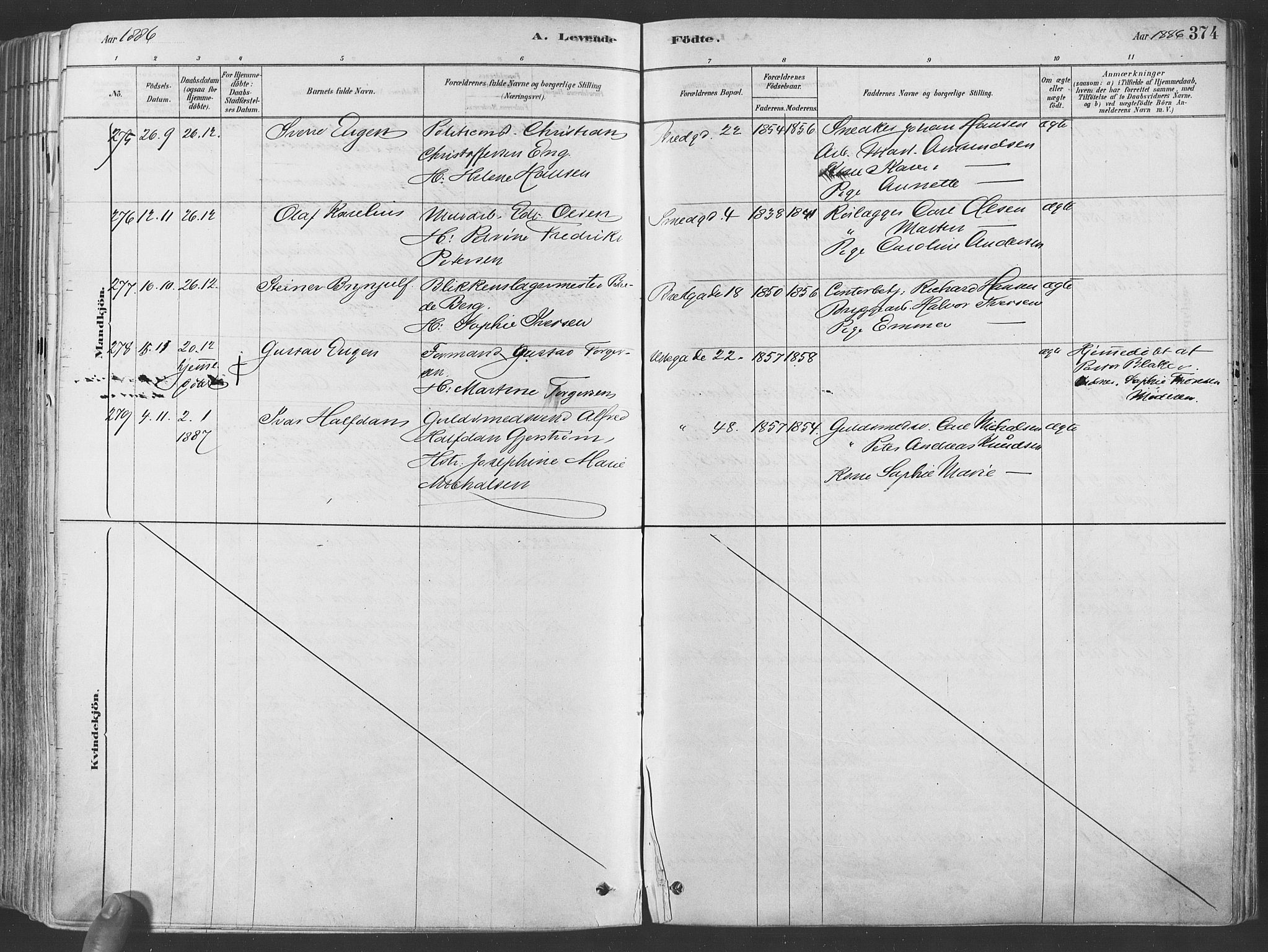 Grønland prestekontor Kirkebøker, SAO/A-10848/F/Fa/L0007: Ministerialbok nr. 7, 1878-1888, s. 374