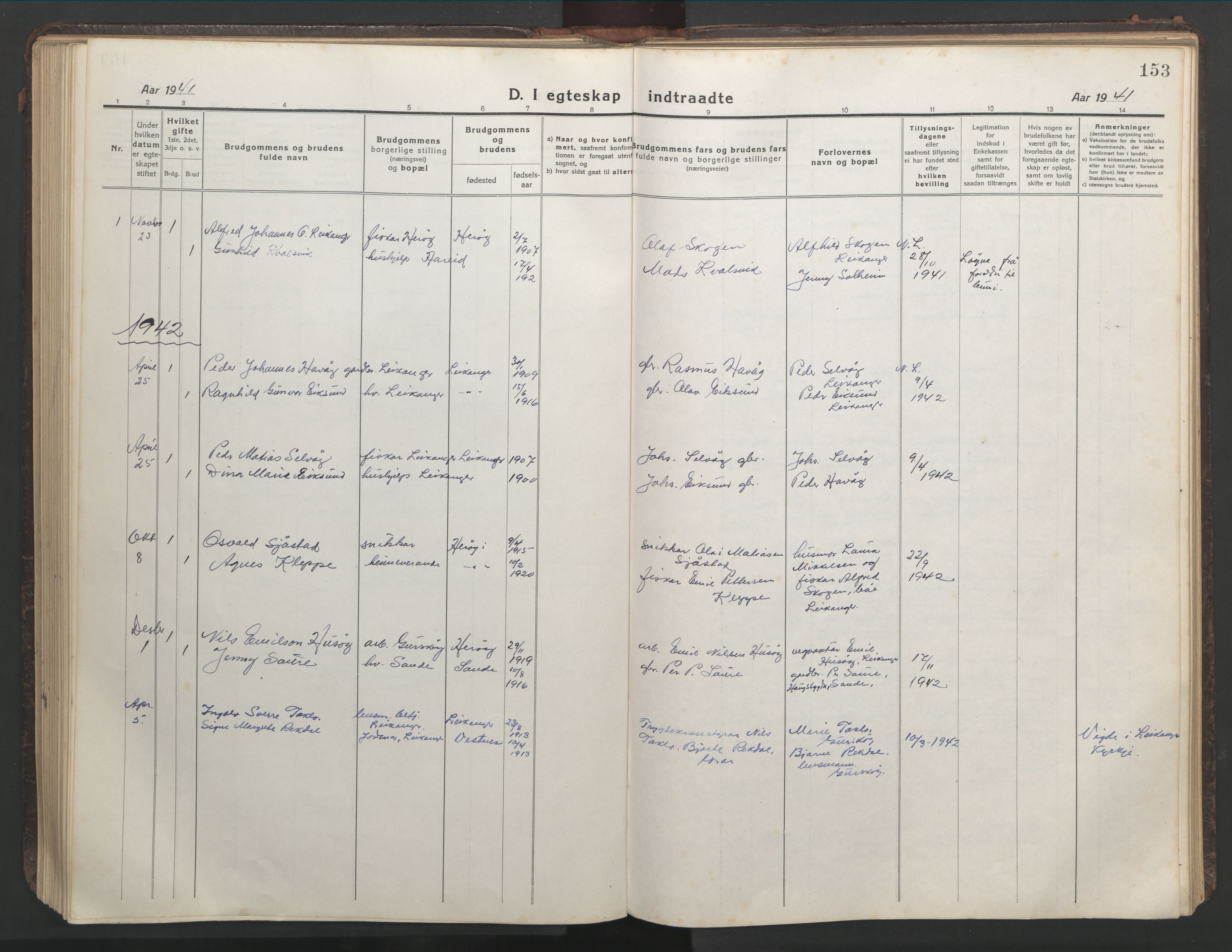 Ministerialprotokoller, klokkerbøker og fødselsregistre - Møre og Romsdal, AV/SAT-A-1454/508/L0099: Klokkerbok nr. 508C03, 1917-1947, s. 153