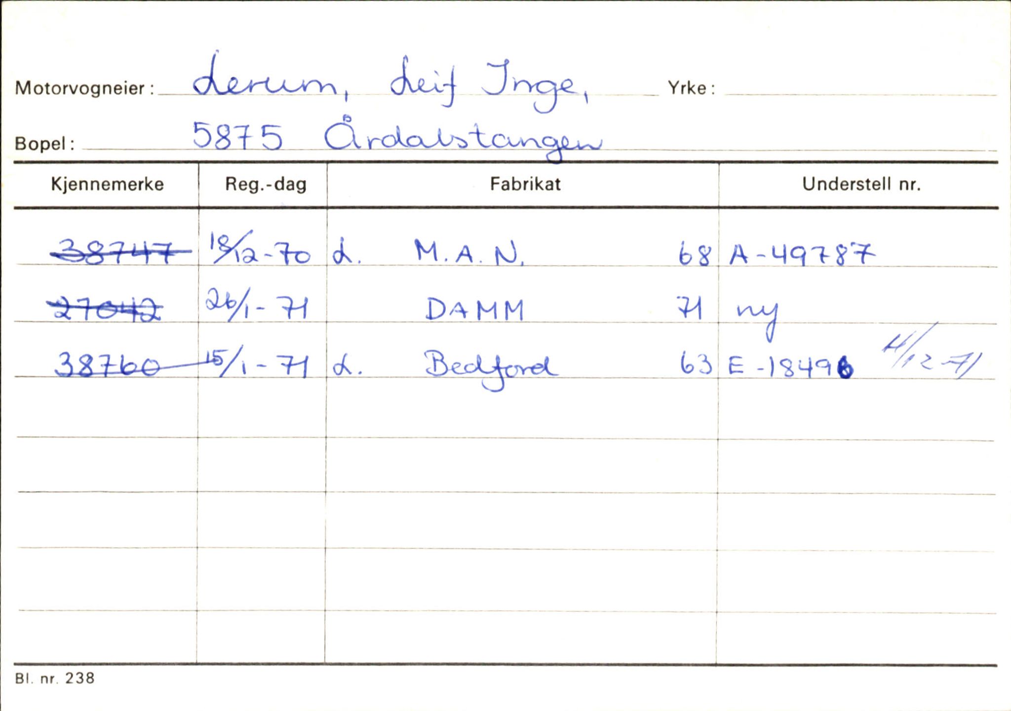 Statens vegvesen, Sogn og Fjordane vegkontor, AV/SAB-A-5301/4/F/L0145: Registerkort Vågsøy S-Å. Årdal I-P, 1945-1975, s. 1411