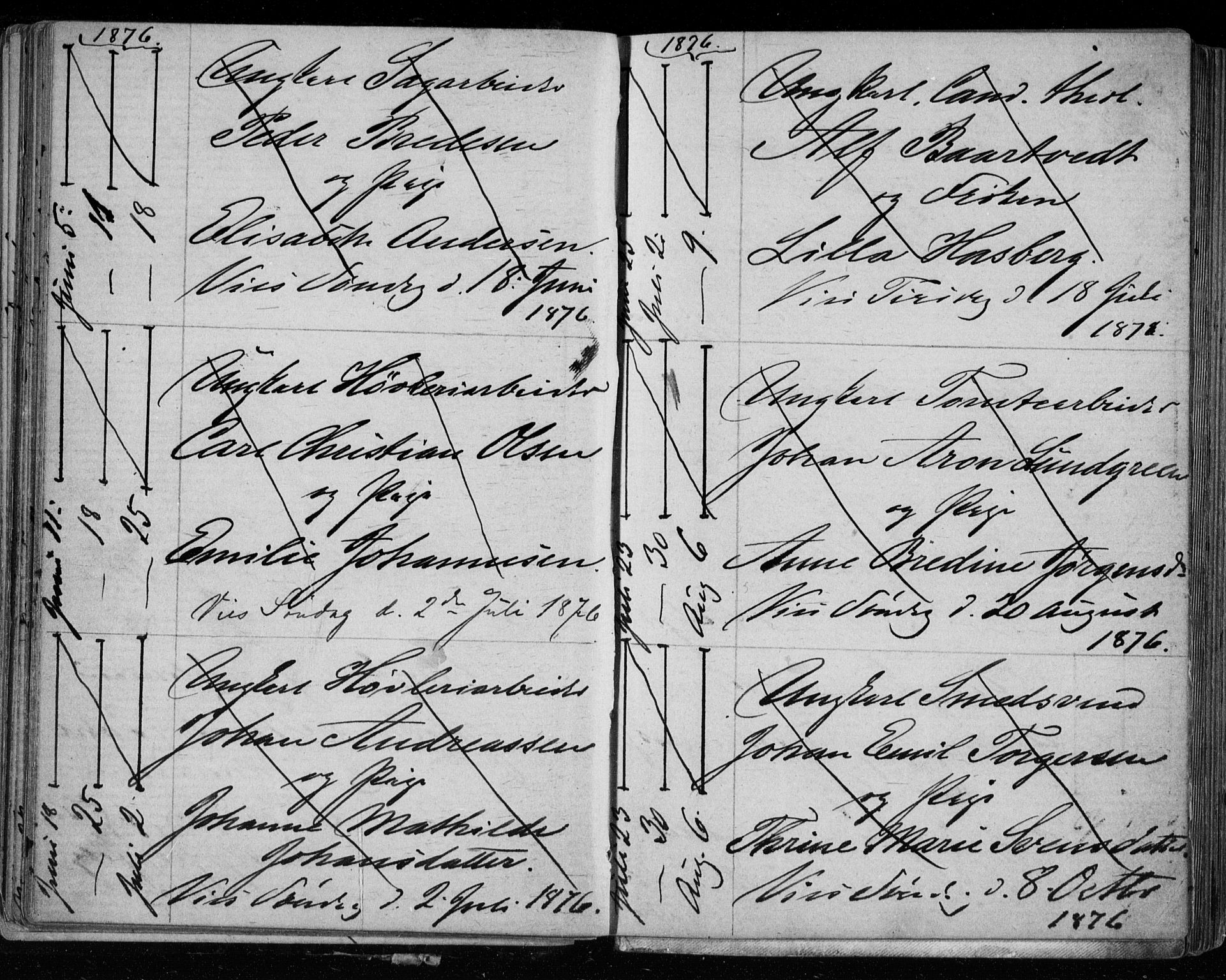 Bragernes kirkebøker, AV/SAKO-A-6/H/Ha/L0006: Lysningsprotokoll nr. 6, 1873-1896