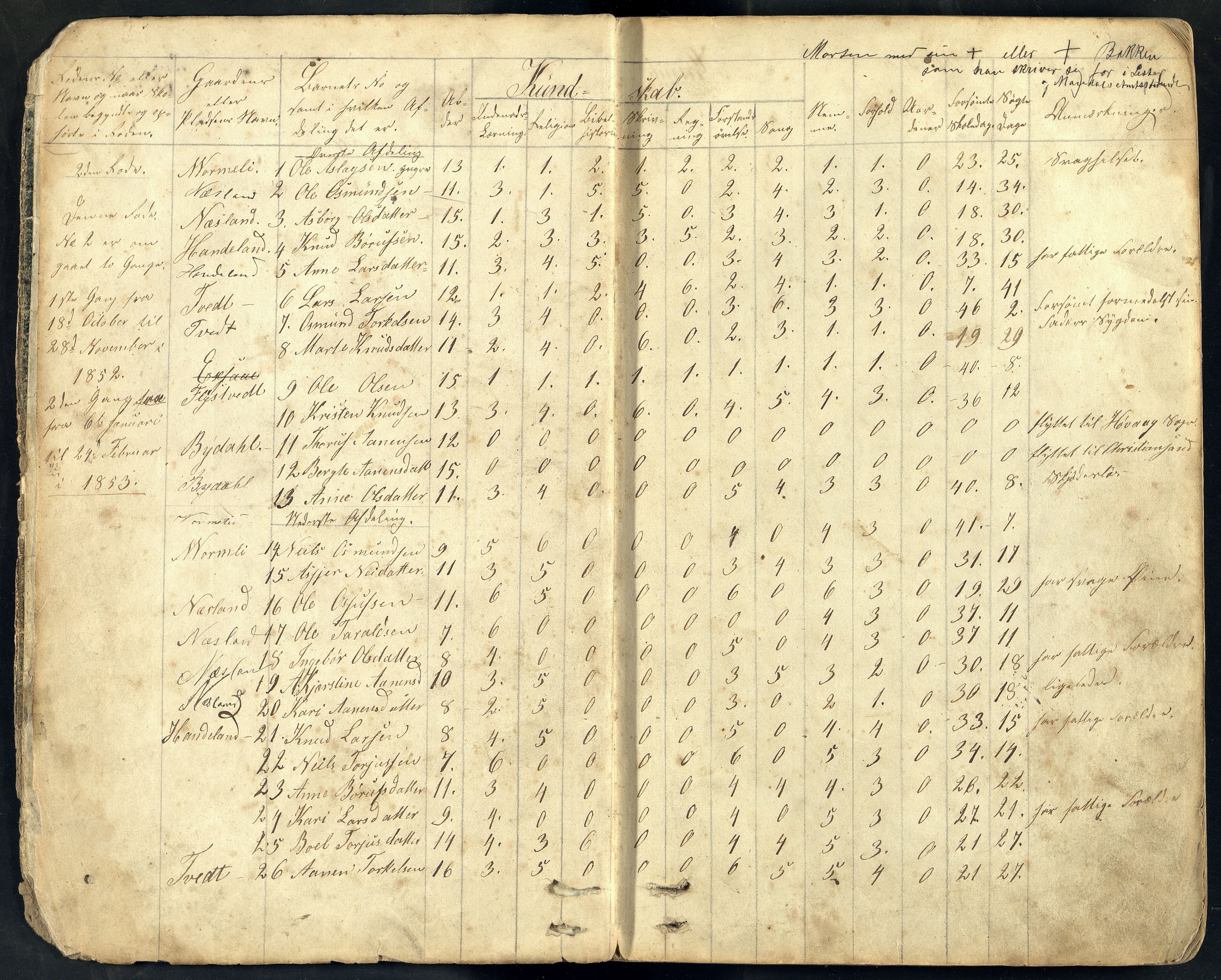 Åseral kommune - Heiegårdene Skolekrets, ARKSOR/1026ÅS552/I/L0001: Dagbok, 1852-1893