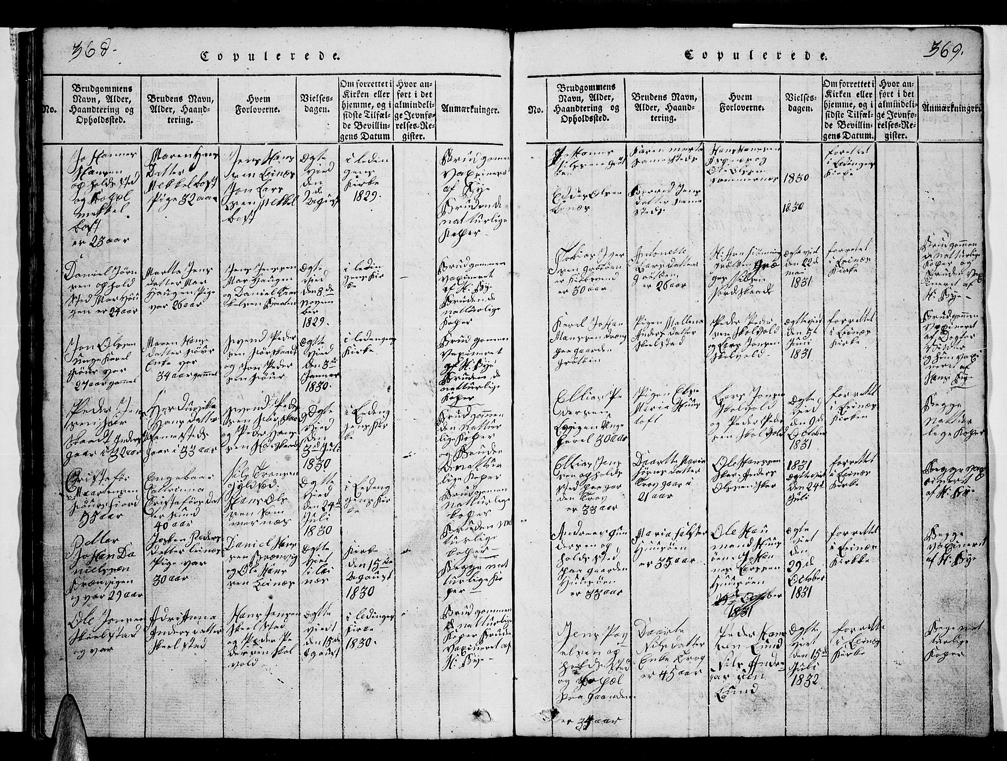 Ministerialprotokoller, klokkerbøker og fødselsregistre - Nordland, AV/SAT-A-1459/857/L0826: Klokkerbok nr. 857C01, 1821-1852, s. 368-369