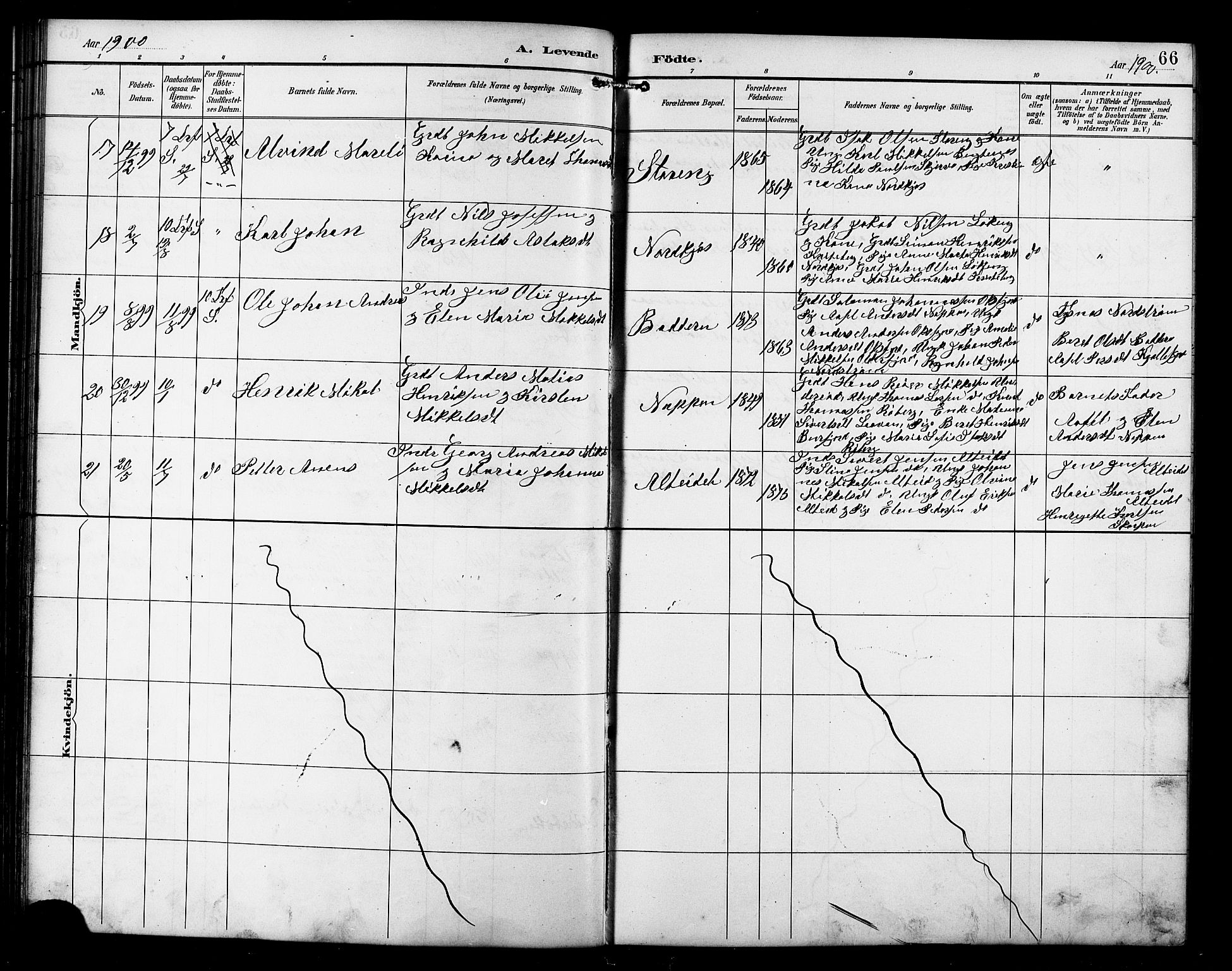 Skjervøy sokneprestkontor, AV/SATØ-S-1300/H/Ha/Hab/L0016klokker: Klokkerbok nr. 16, 1891-1907, s. 66