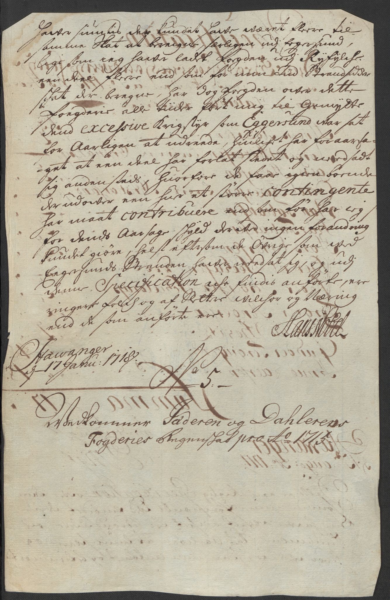 Rentekammeret inntil 1814, Reviderte regnskaper, Fogderegnskap, RA/EA-4092/R46/L2740: Fogderegnskap Jæren og Dalane, 1715-1716, s. 47