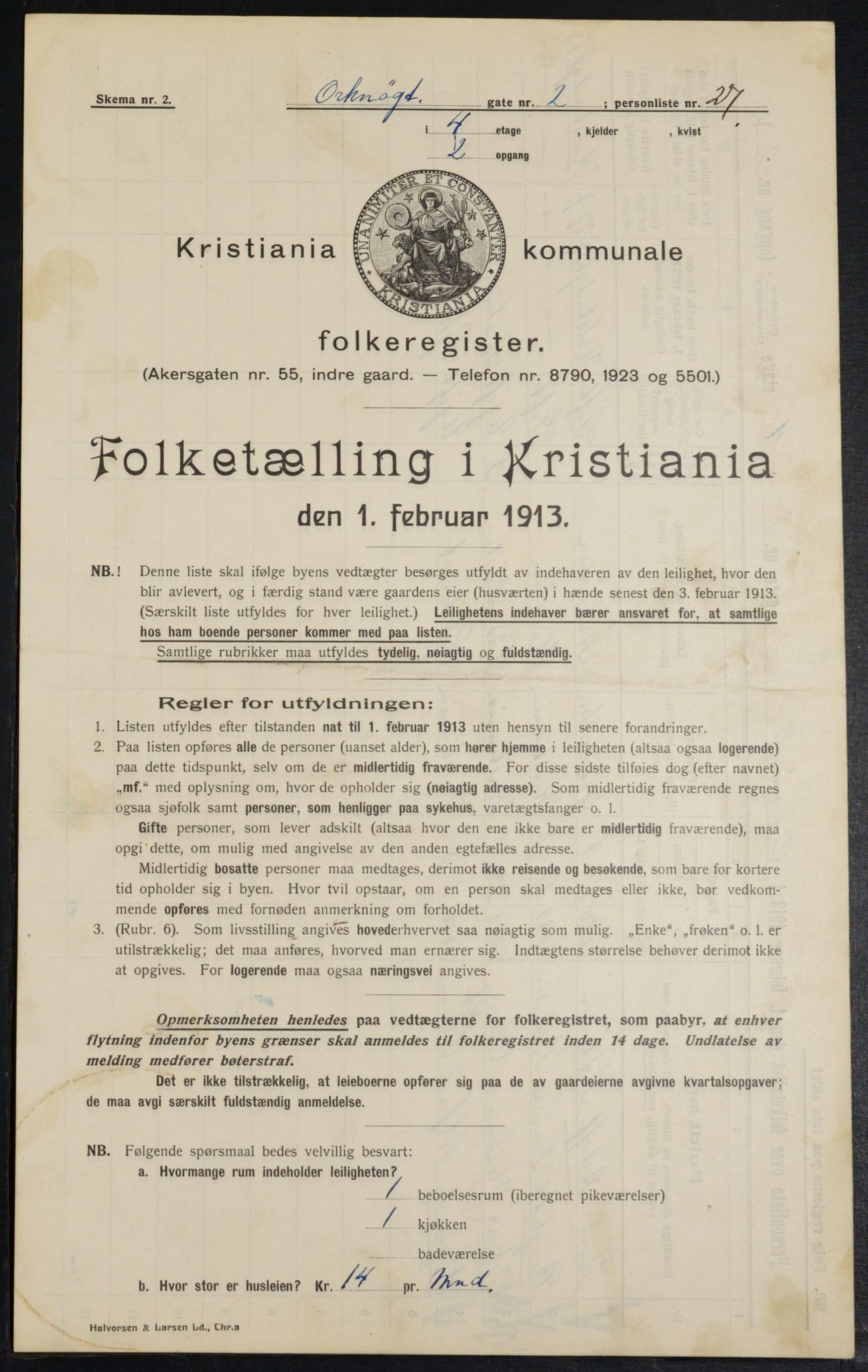 OBA, Kommunal folketelling 1.2.1914 for Kristiania, 1914, s. 75958