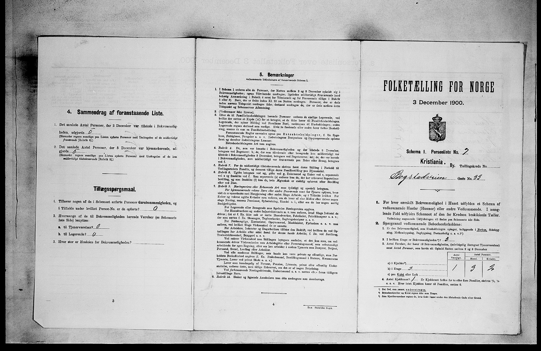 SAO, Folketelling 1900 for 0301 Kristiania kjøpstad, 1900, s. 6463