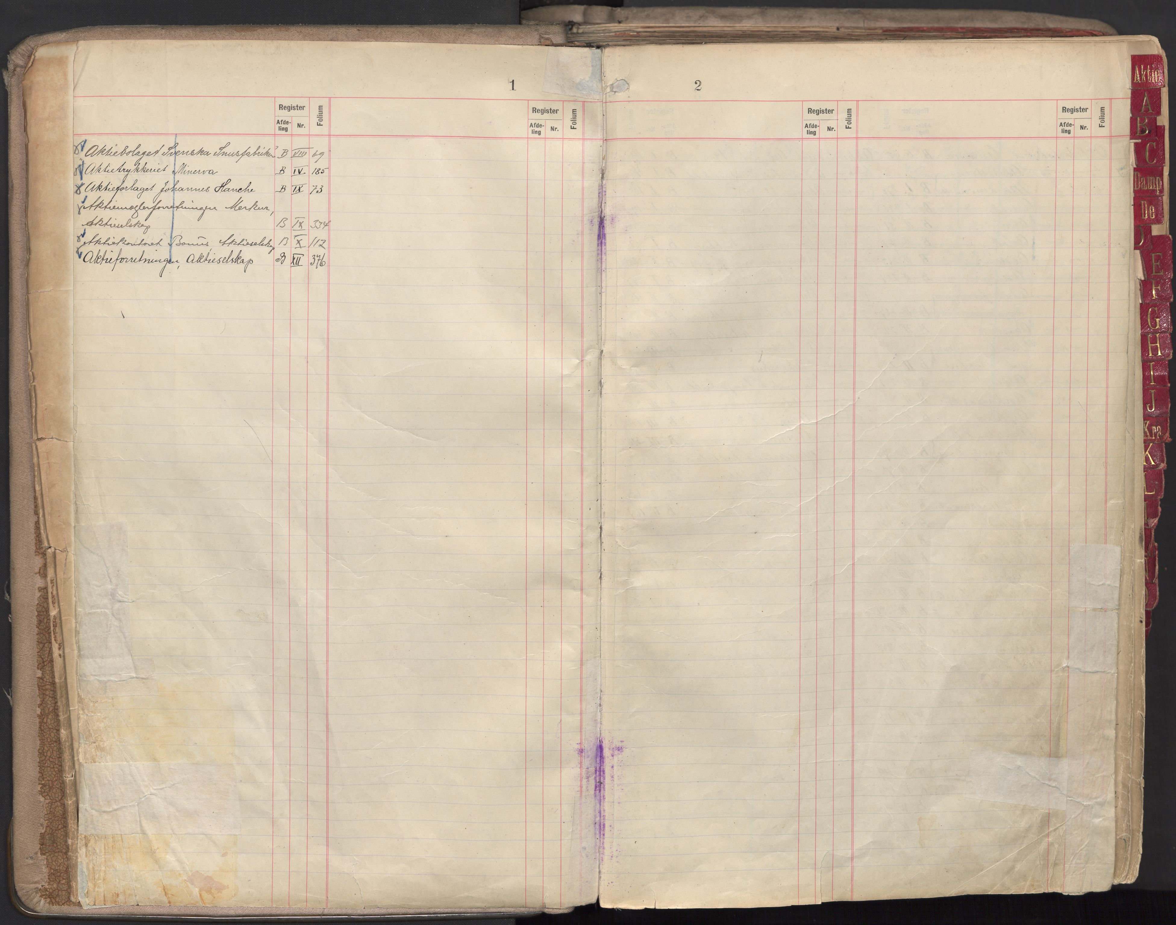 Oslo byfogd avd. II, AV/SAO-A-10942/G/Ga/Gaa/L0003: Firmaregister: A 1-17, B 1-15, C 1, 1907, s. 1-2