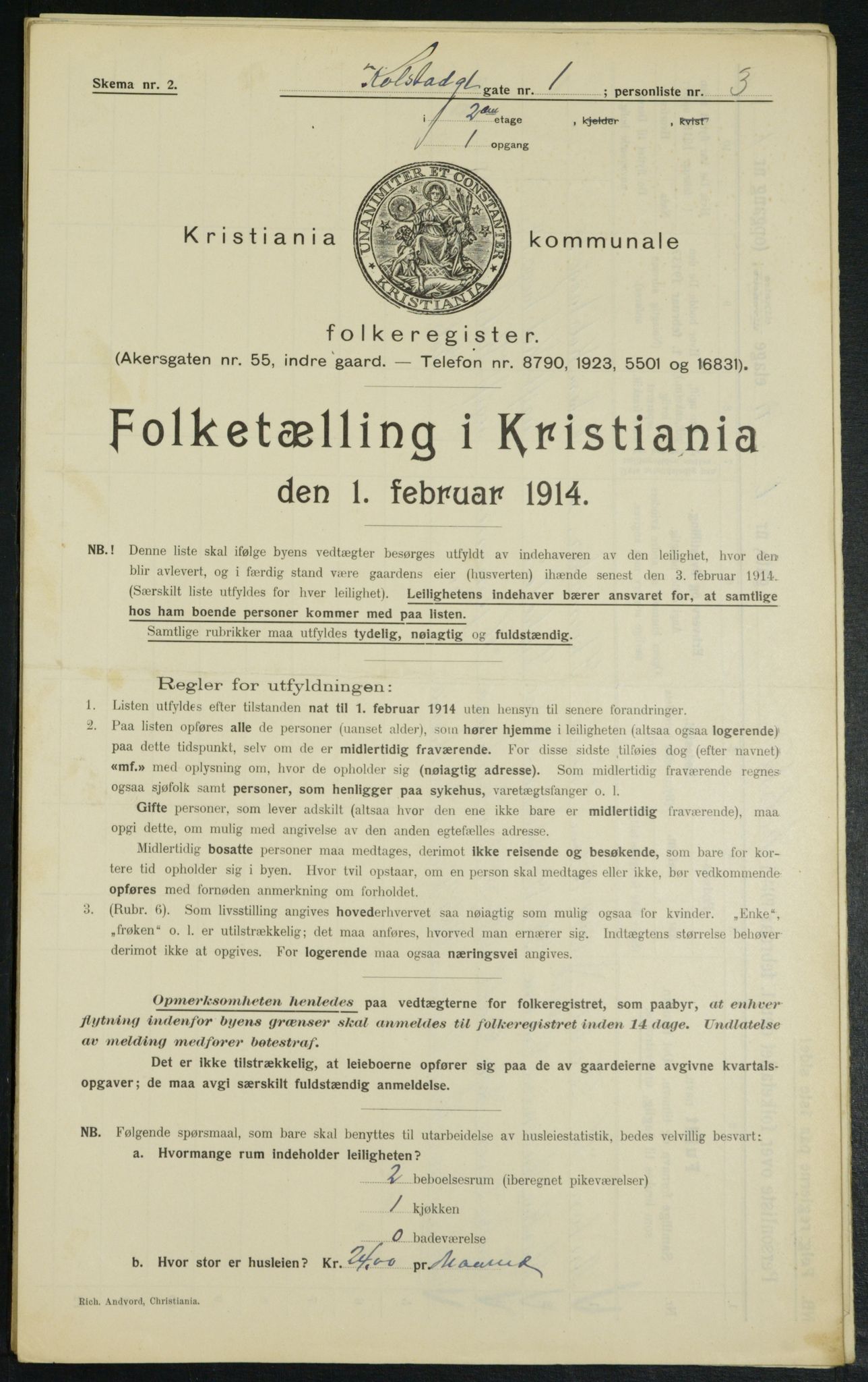 OBA, Kommunal folketelling 1.2.1914 for Kristiania, 1914, s. 52111