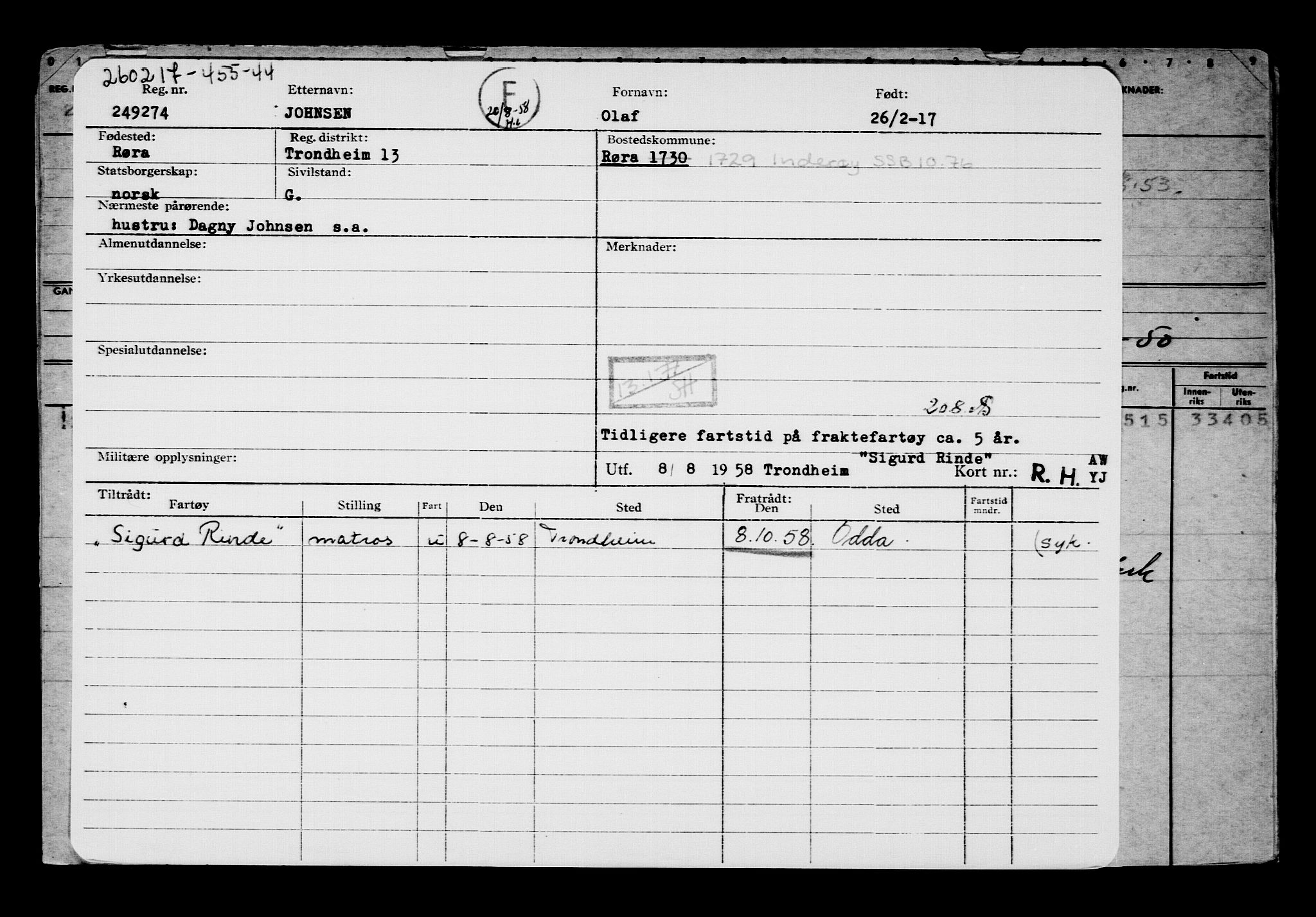 Direktoratet for sjømenn, AV/RA-S-3545/G/Gb/L0146: Hovedkort, 1917, s. 322