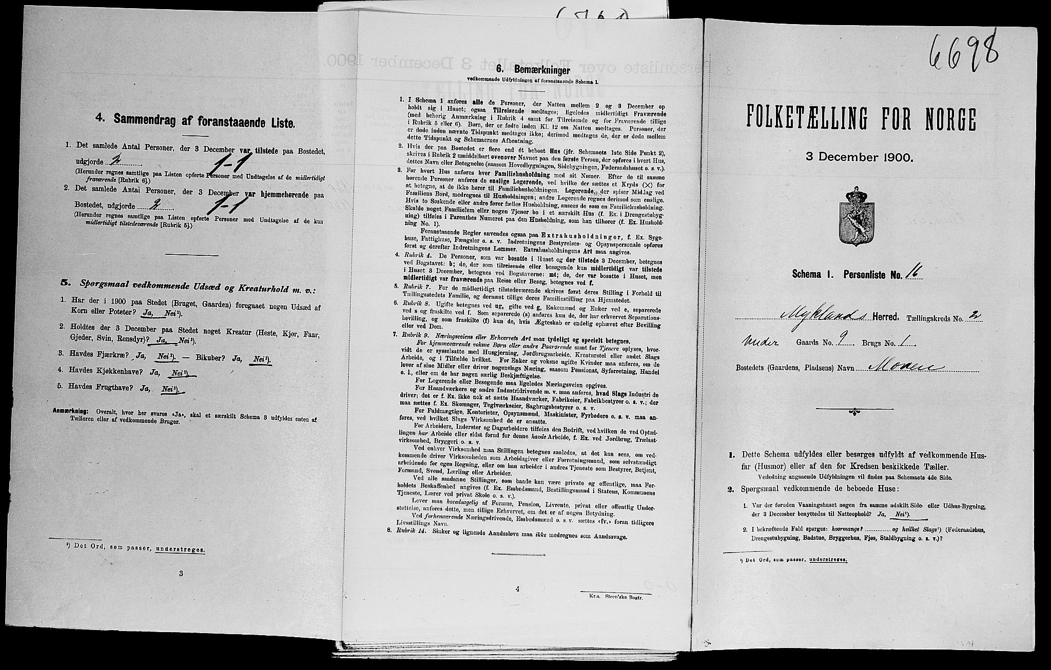 SAK, Folketelling 1900 for 0932 Mykland herred, 1900, s. 115