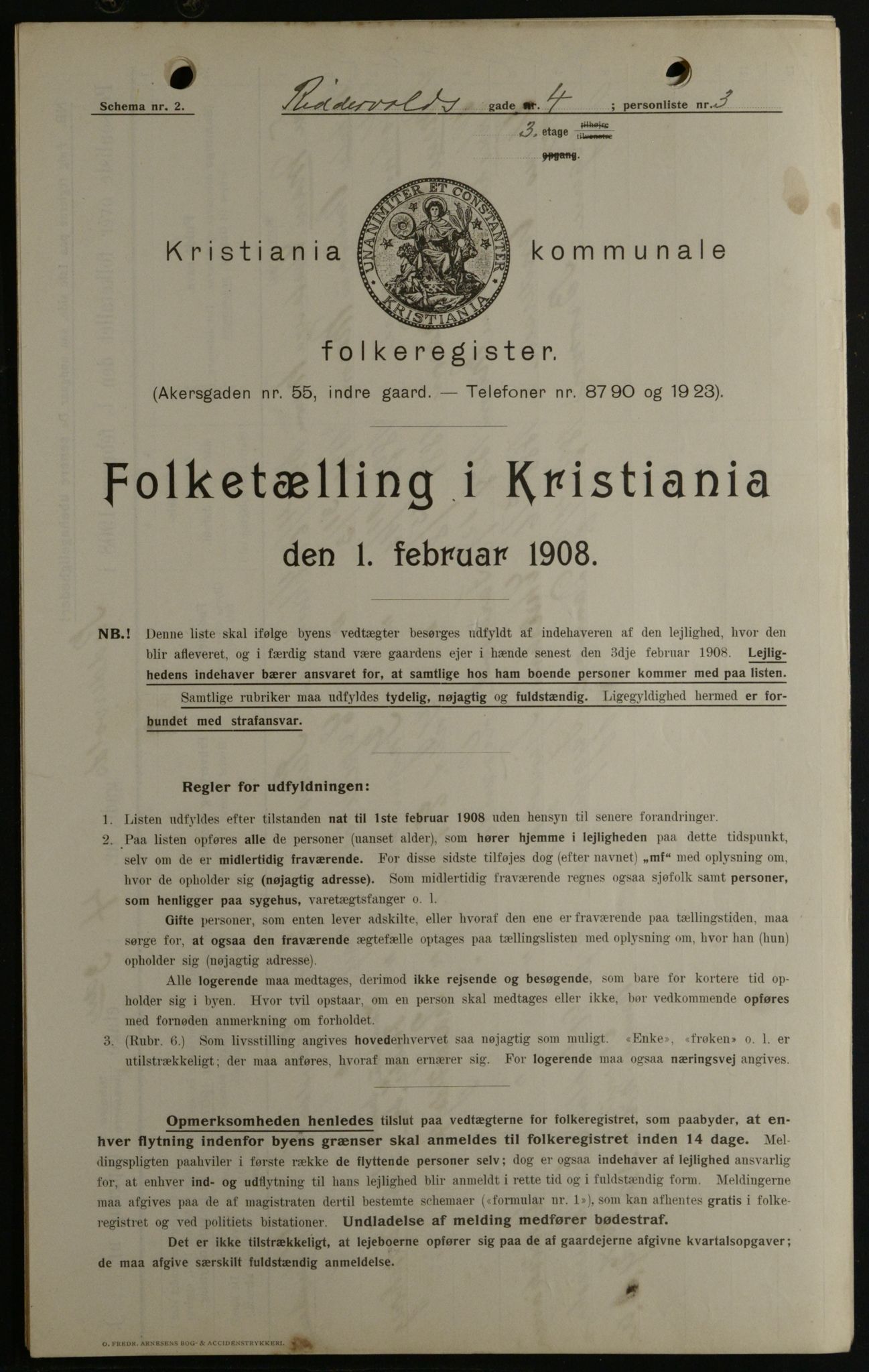 OBA, Kommunal folketelling 1.2.1908 for Kristiania kjøpstad, 1908, s. 74624