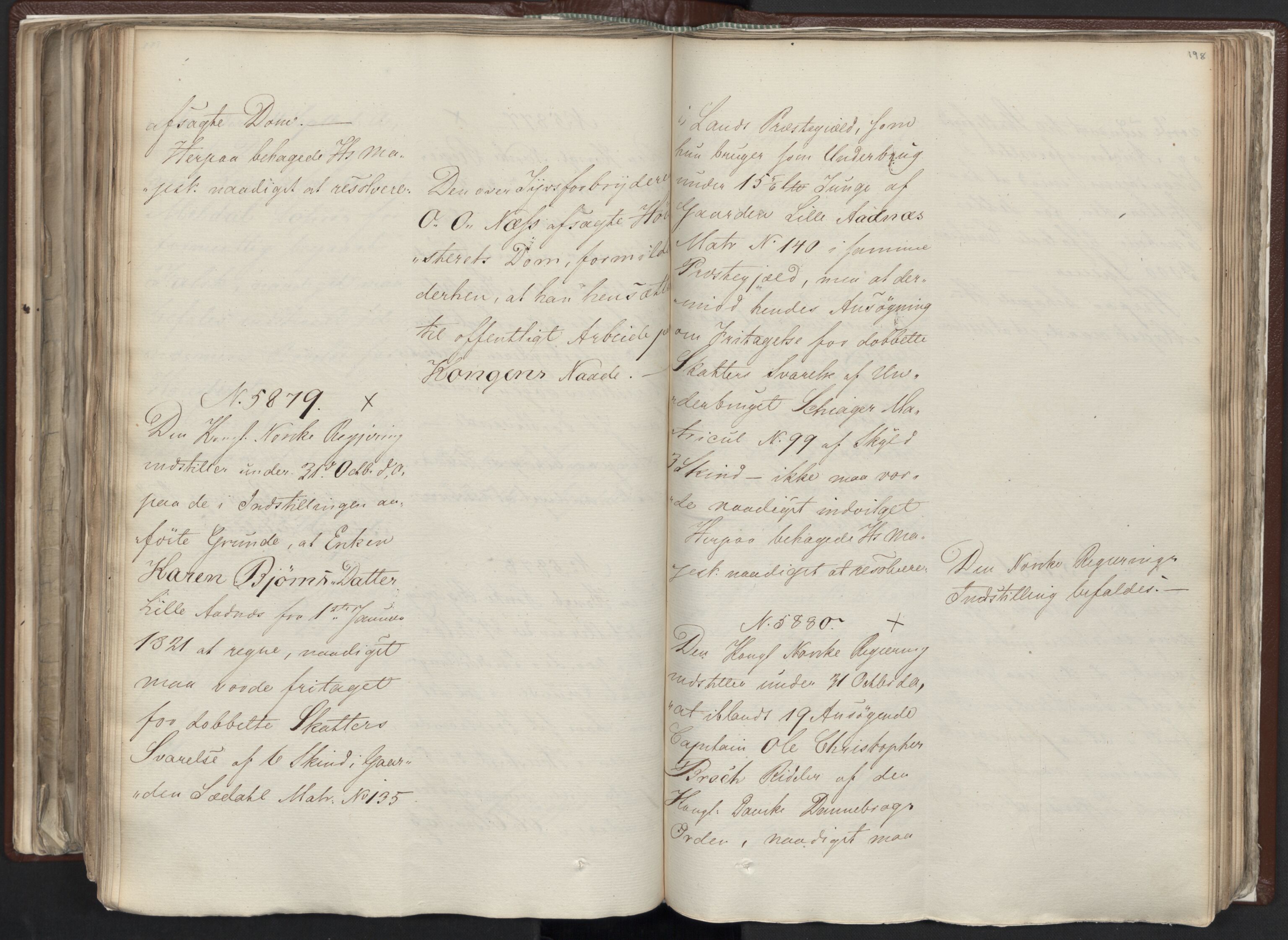 Statsrådssekretariatet, AV/RA-S-1001/A/Ab/L0012: Kgl. res. nr. 5679-6008 II, 1821, s. 197b-198a