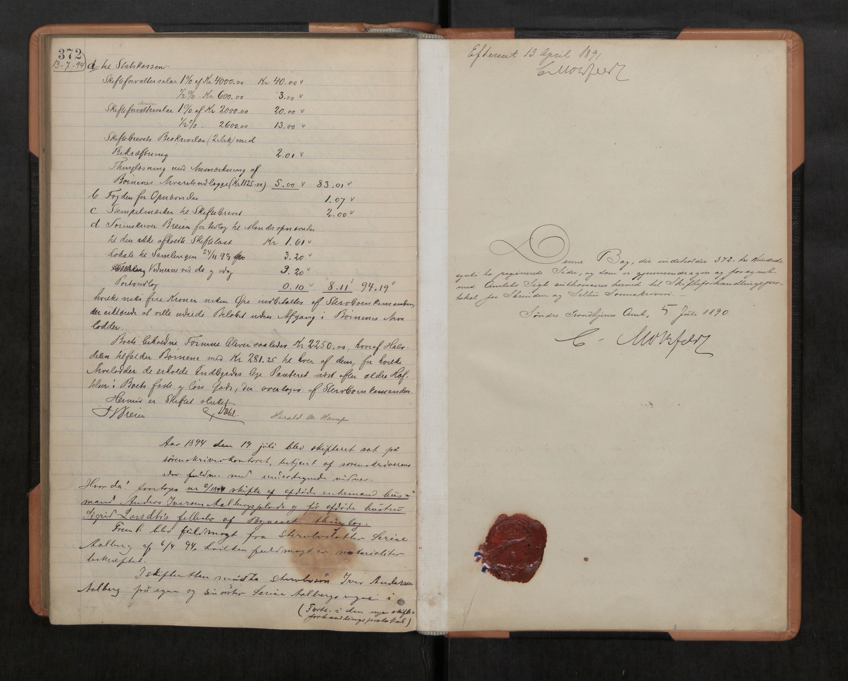 Strinda og Selbu sorenskriveri, AV/SAT-A-0015/3/3B/L0006: Skifteforhandlingsprot. 6 6, 1890-1894