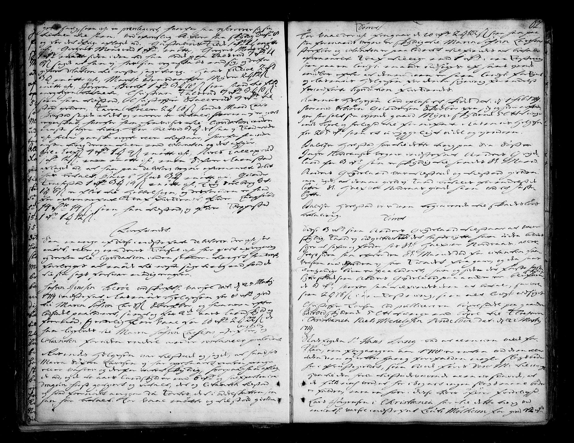 Follo sorenskriveri, AV/SAO-A-10274/F/Fb/Fba/L0032: Tingbok, 1718-1721, s. 61b-62a