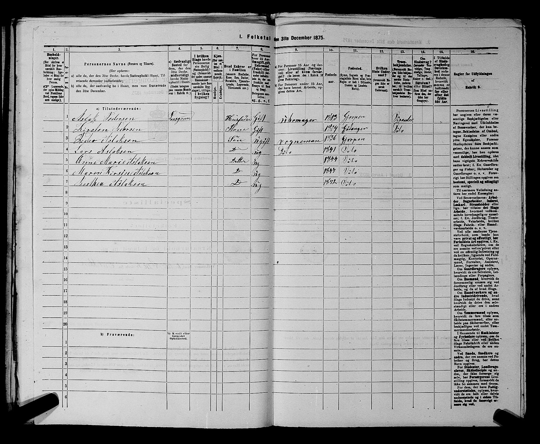 SAKO, Folketelling 1875 for 0805P Porsgrunn prestegjeld, 1875, s. 212