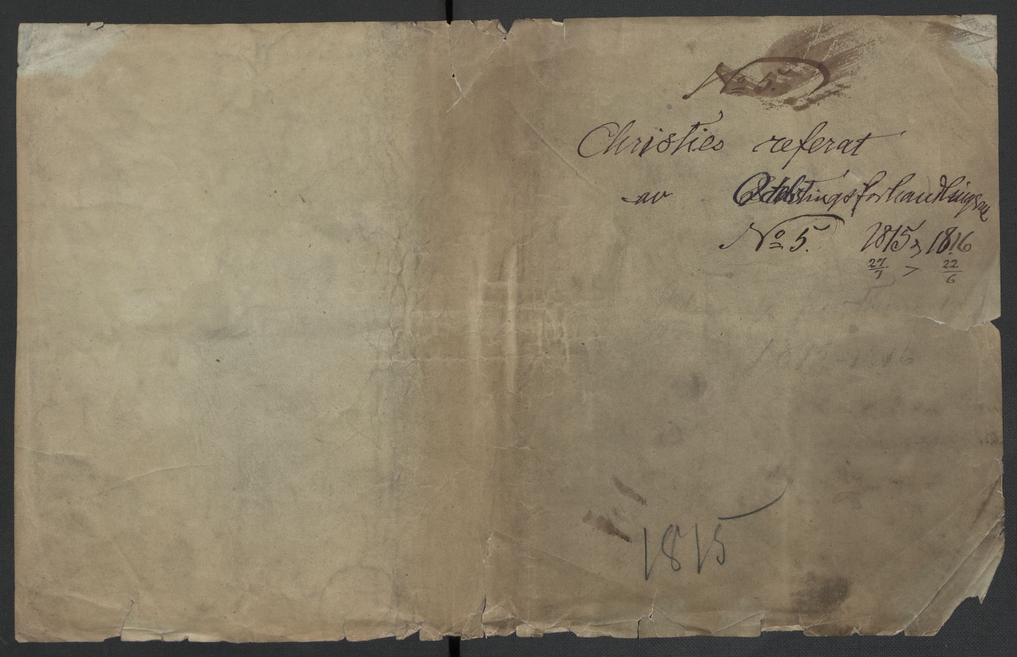 Christie, Wilhelm Frimann Koren, AV/RA-PA-0014/F/L0005: Christies dokumenter fra Stortinget, 1815-1816, s. 739