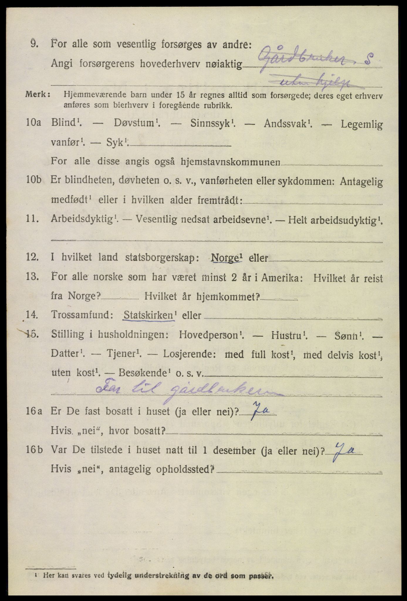 SAK, Folketelling 1920 for 0936 Hornnes herred, 1920, s. 1630