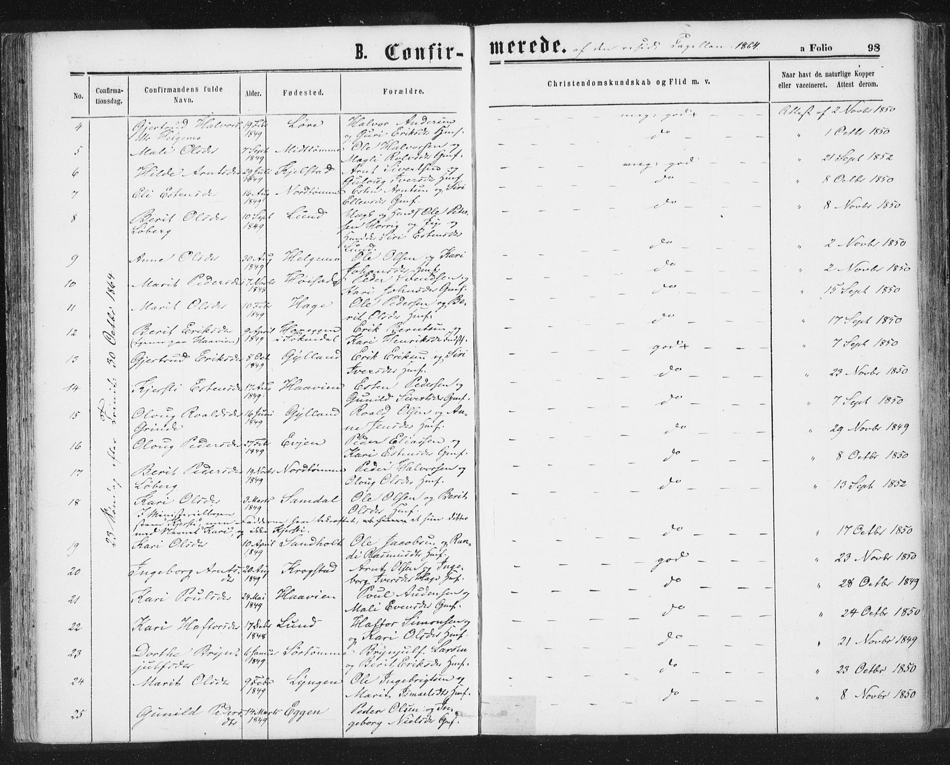 Ministerialprotokoller, klokkerbøker og fødselsregistre - Sør-Trøndelag, SAT/A-1456/692/L1104: Ministerialbok nr. 692A04, 1862-1878, s. 98