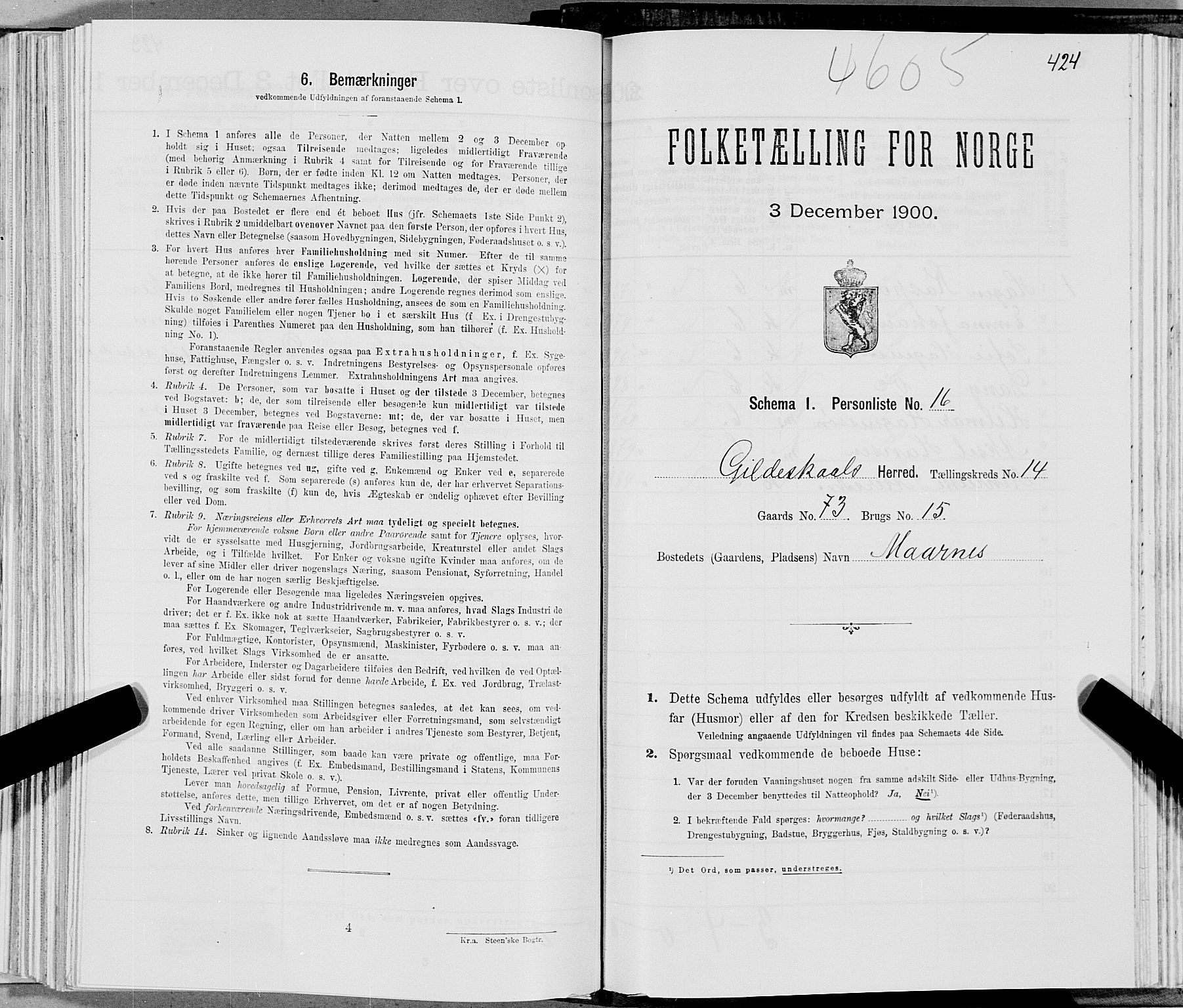 SAT, Folketelling 1900 for 1838 Gildeskål herred, 1900, s. 1407