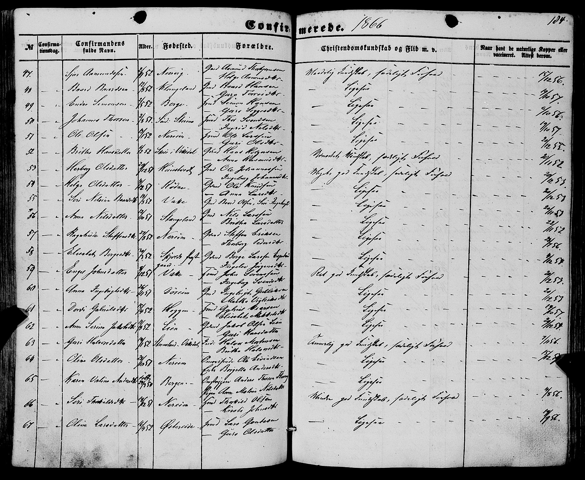 Fjelberg sokneprestembete, AV/SAB-A-75201/H/Haa: Ministerialbok nr. A 7, 1851-1867, s. 184