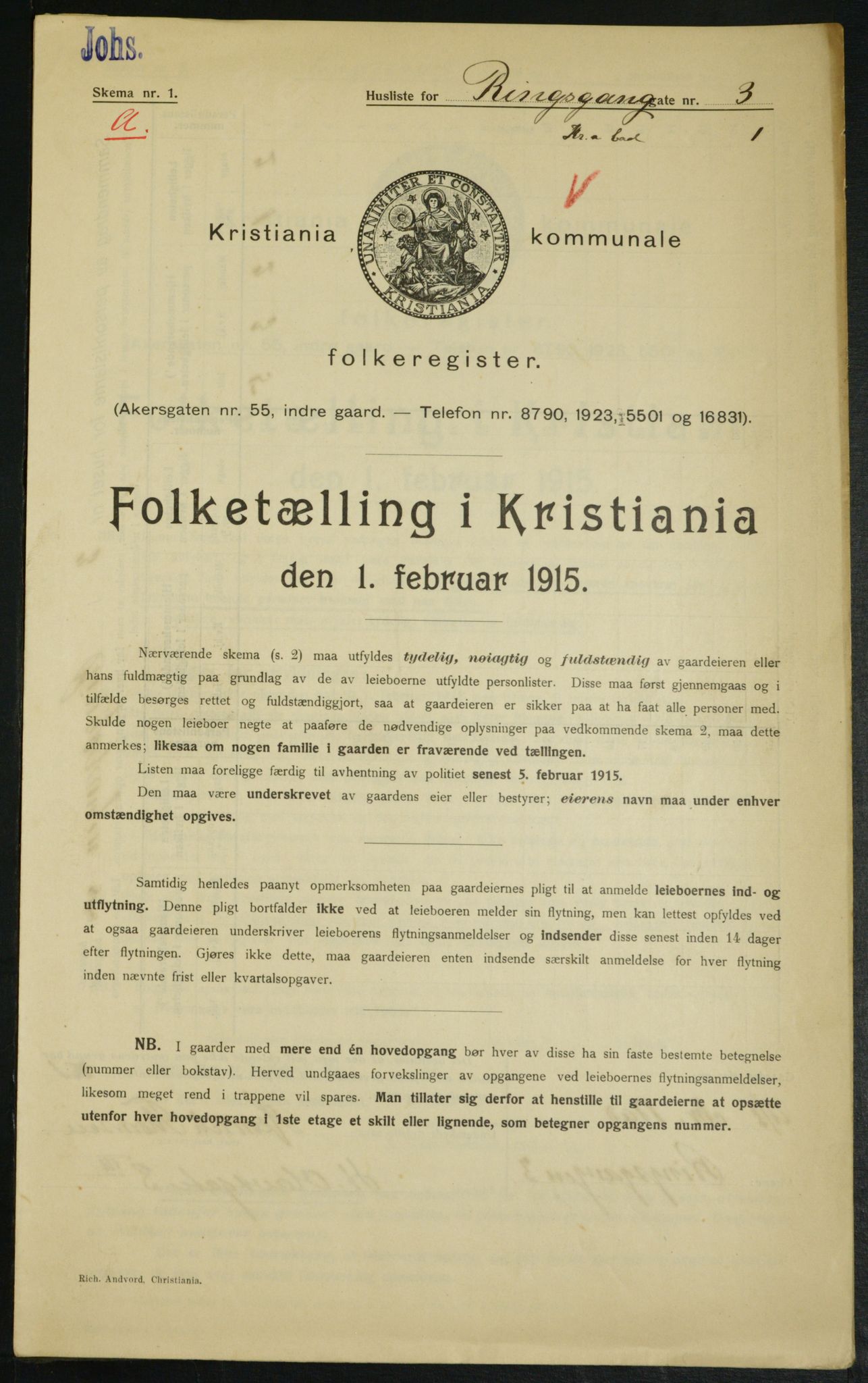 OBA, Kommunal folketelling 1.2.1915 for Kristiania, 1915, s. 82901