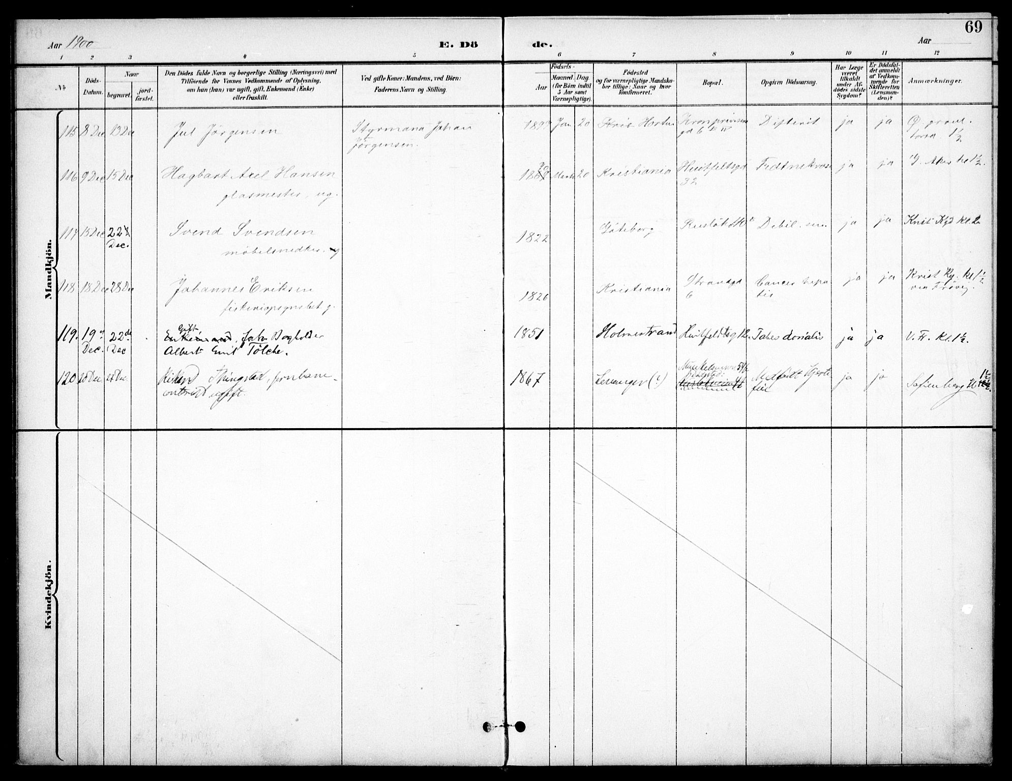 Johannes prestekontor Kirkebøker, AV/SAO-A-10852/F/Fa/L0008: Ministerialbok nr. 8, 1897-1917, s. 69