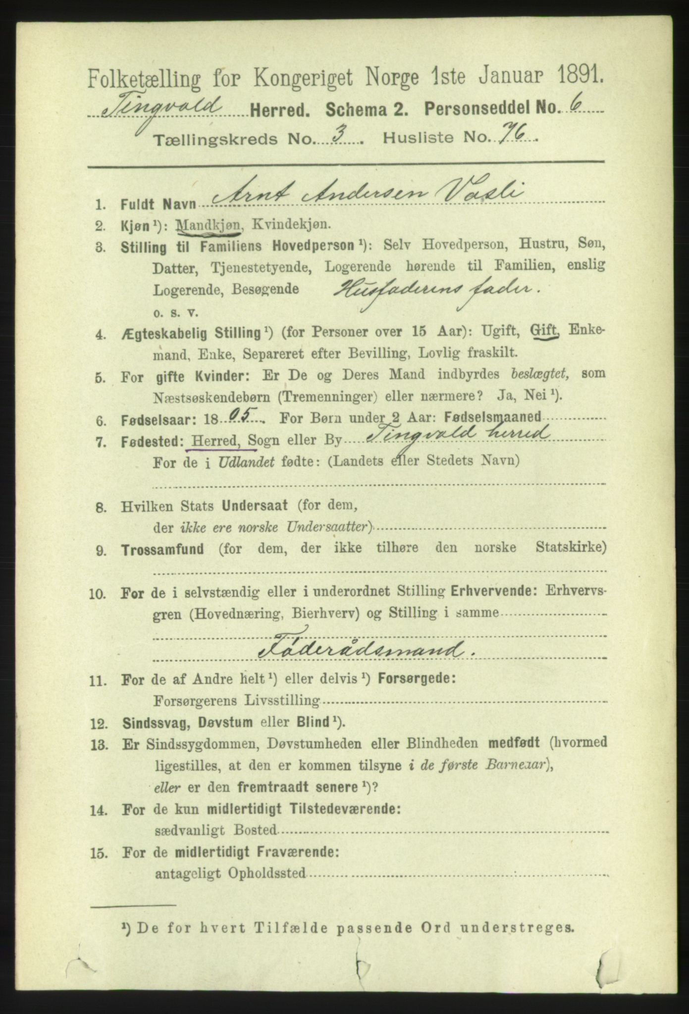 RA, Folketelling 1891 for 1560 Tingvoll herred, 1891, s. 1521
