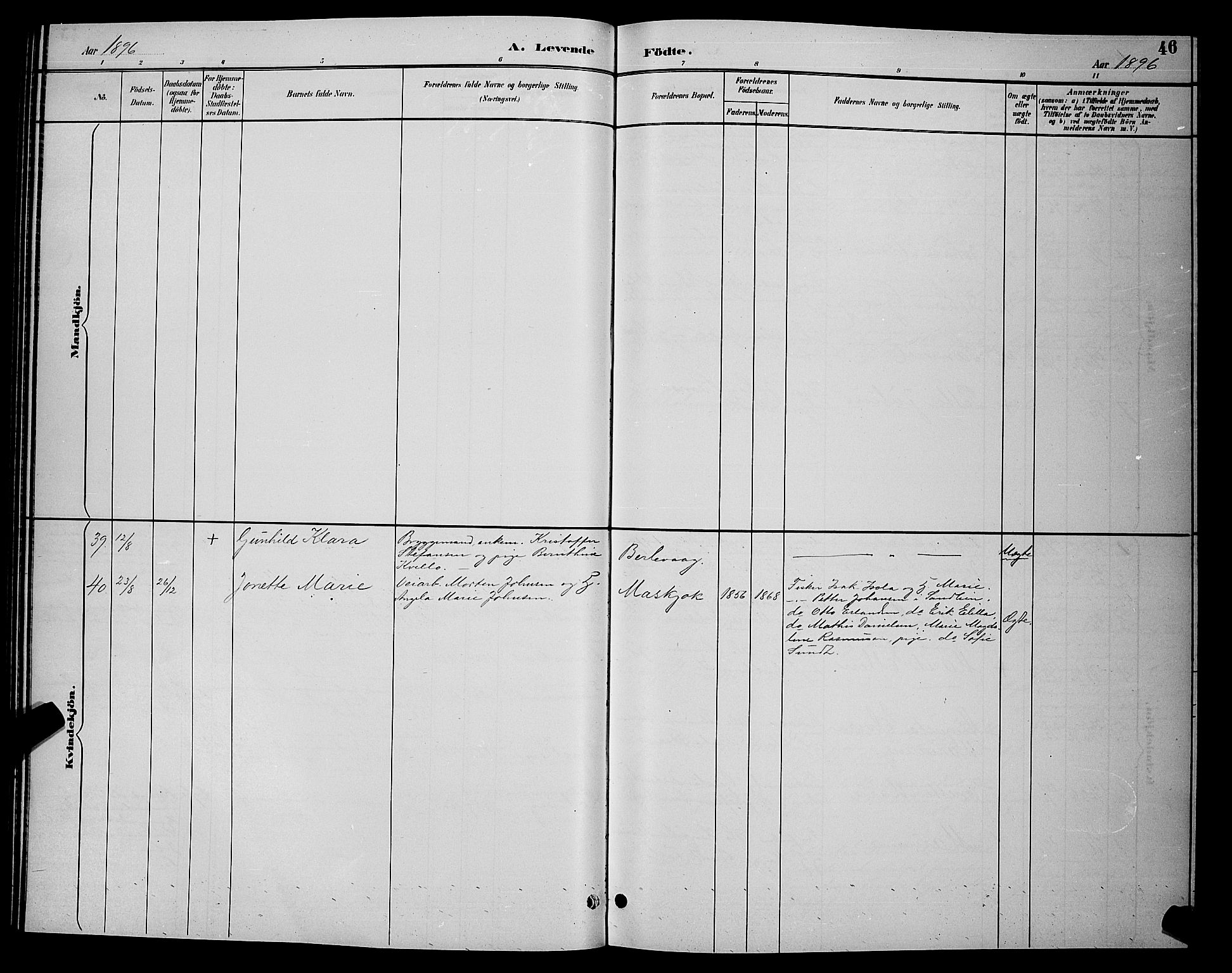 Tana sokneprestkontor, SATØ/S-1334/H/Hb/L0004klokker: Klokkerbok nr. 4, 1890-1903, s. 46