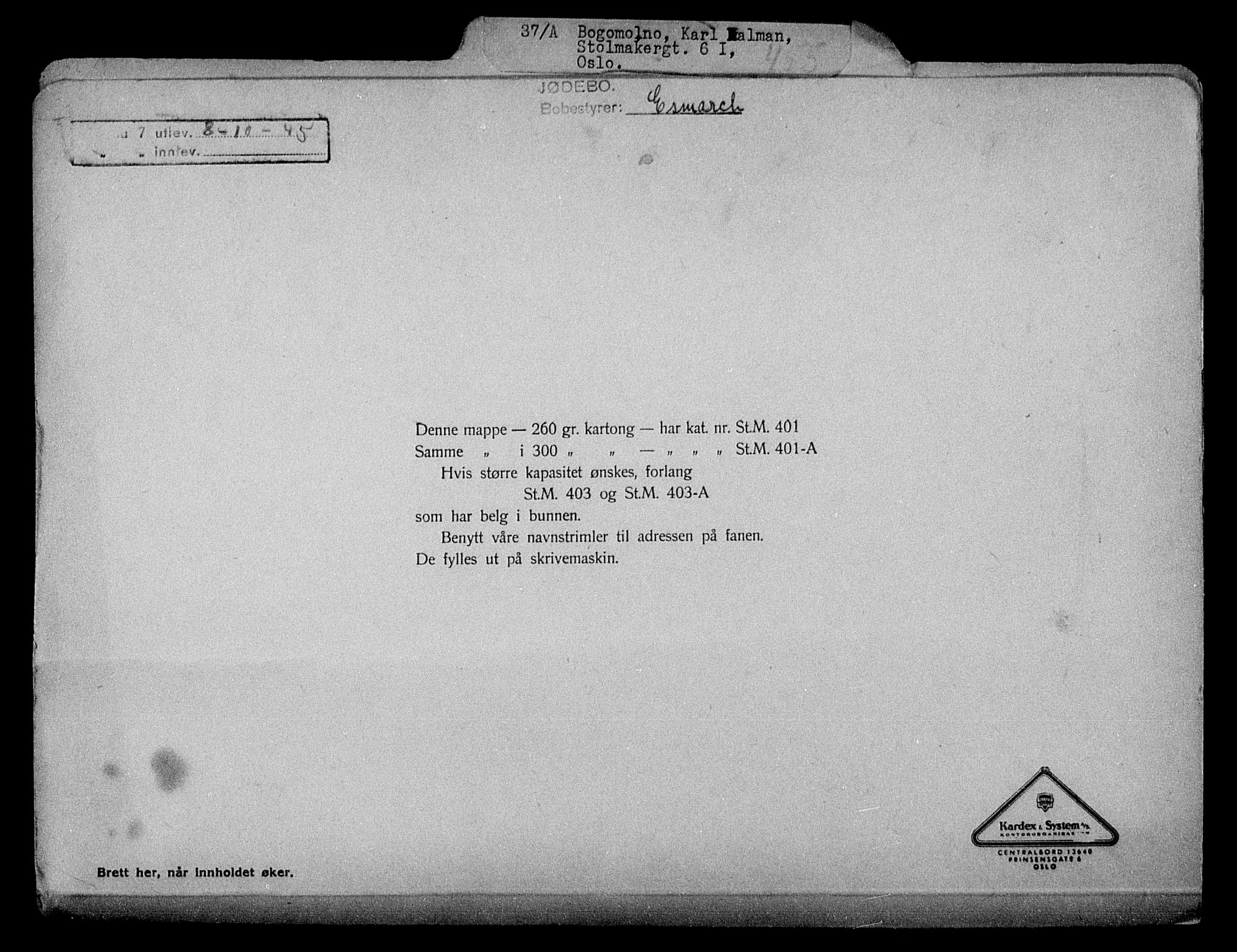 Justisdepartementet, Tilbakeføringskontoret for inndratte formuer, RA/S-1564/H/Hc/Hcc/L0927: --, 1945-1947, s. 283