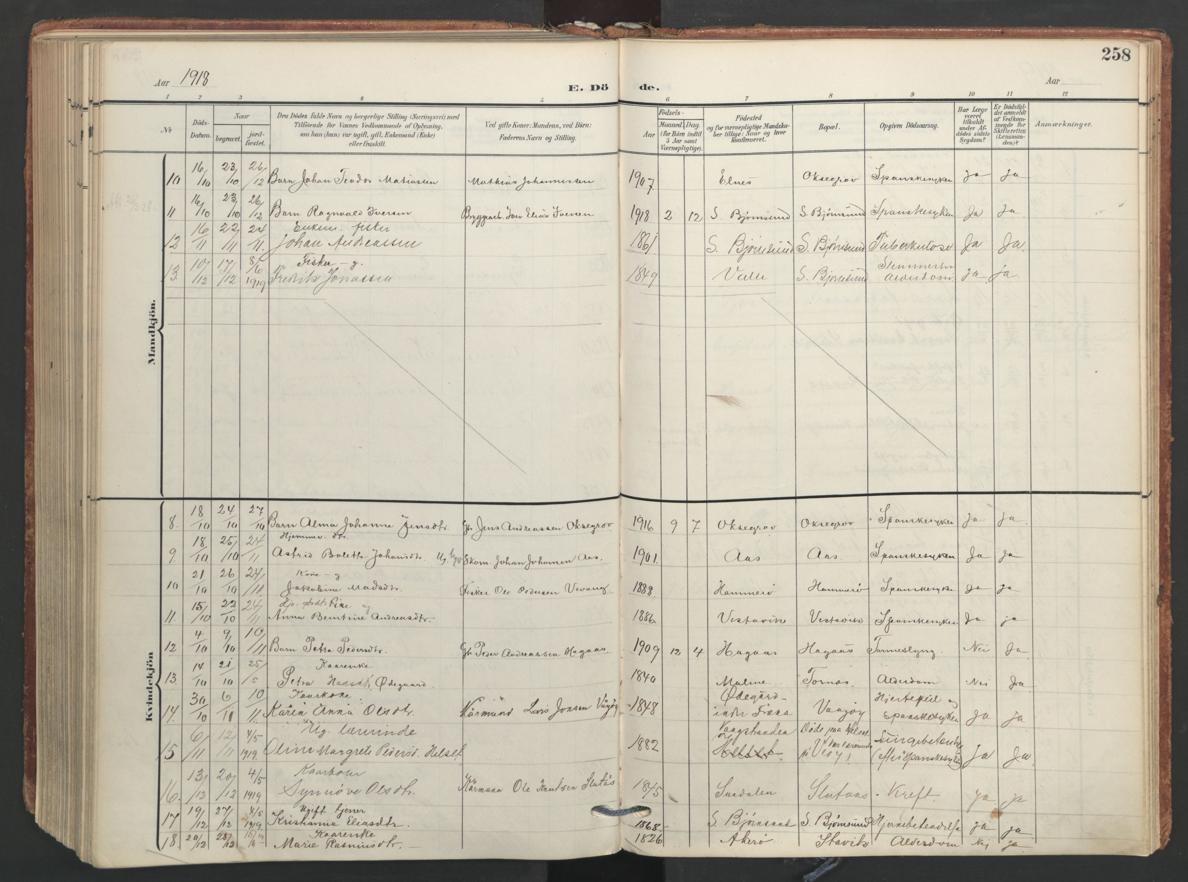 Ministerialprotokoller, klokkerbøker og fødselsregistre - Møre og Romsdal, SAT/A-1454/565/L0751: Ministerialbok nr. 565A05, 1905-1979, s. 258