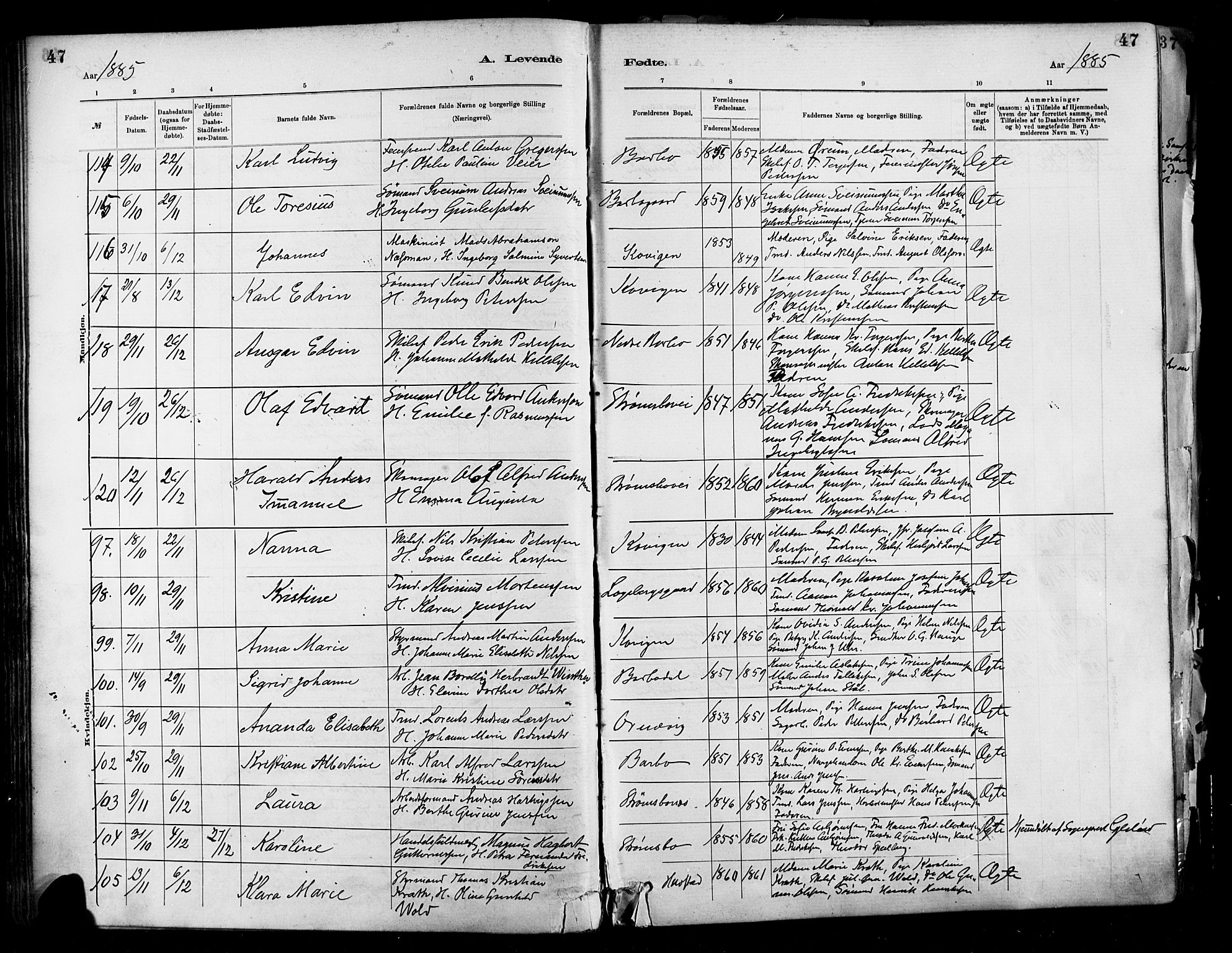 Barbu sokneprestkontor, AV/SAK-1111-0003/F/Fa/L0002: Ministerialbok nr. A 2, 1883-1898, s. 47